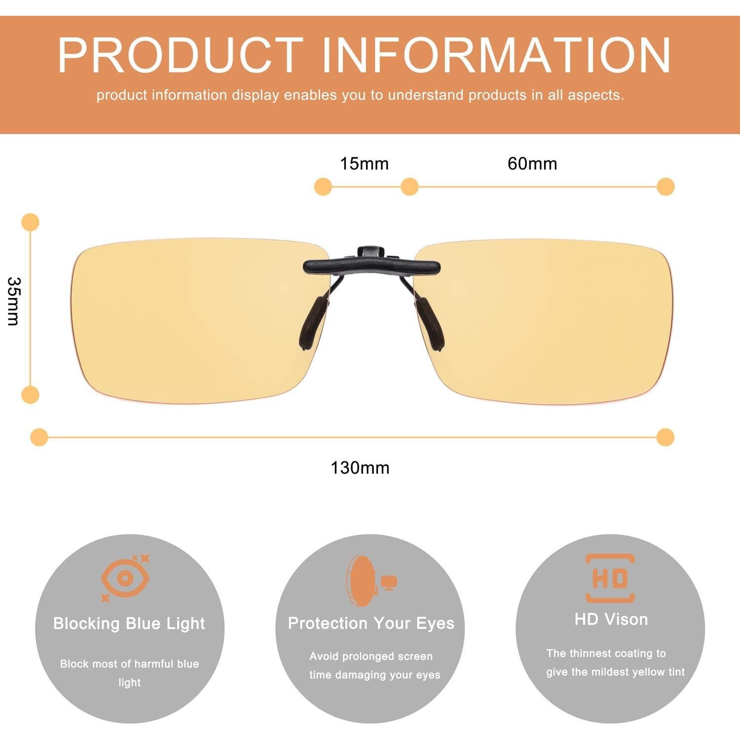 Clip en Gafas FONHCOO Anti Luz Azul UV400 para Prescripción