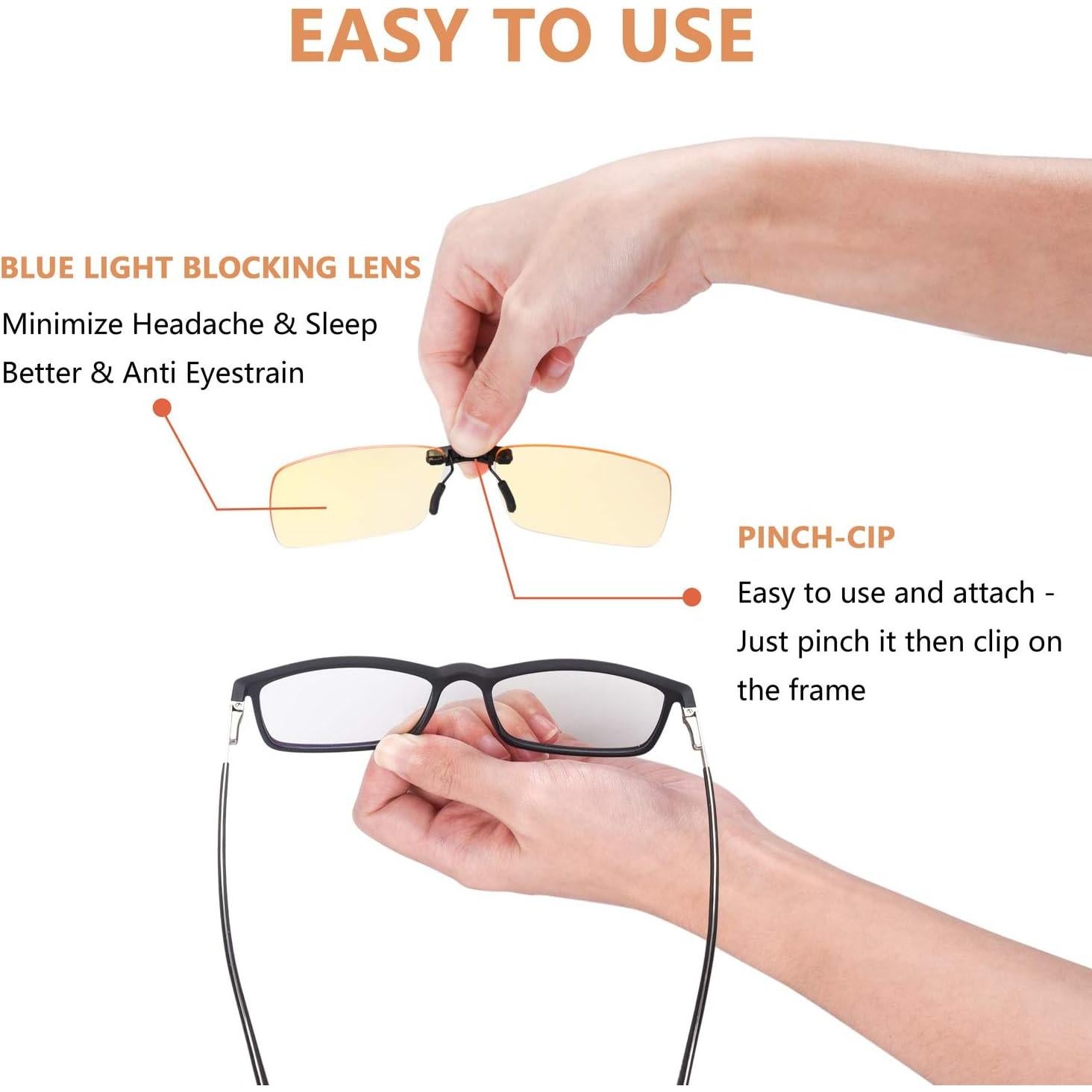 Clip en Gafas FONHCOO Anti Luz Azul UV400 para Prescripción