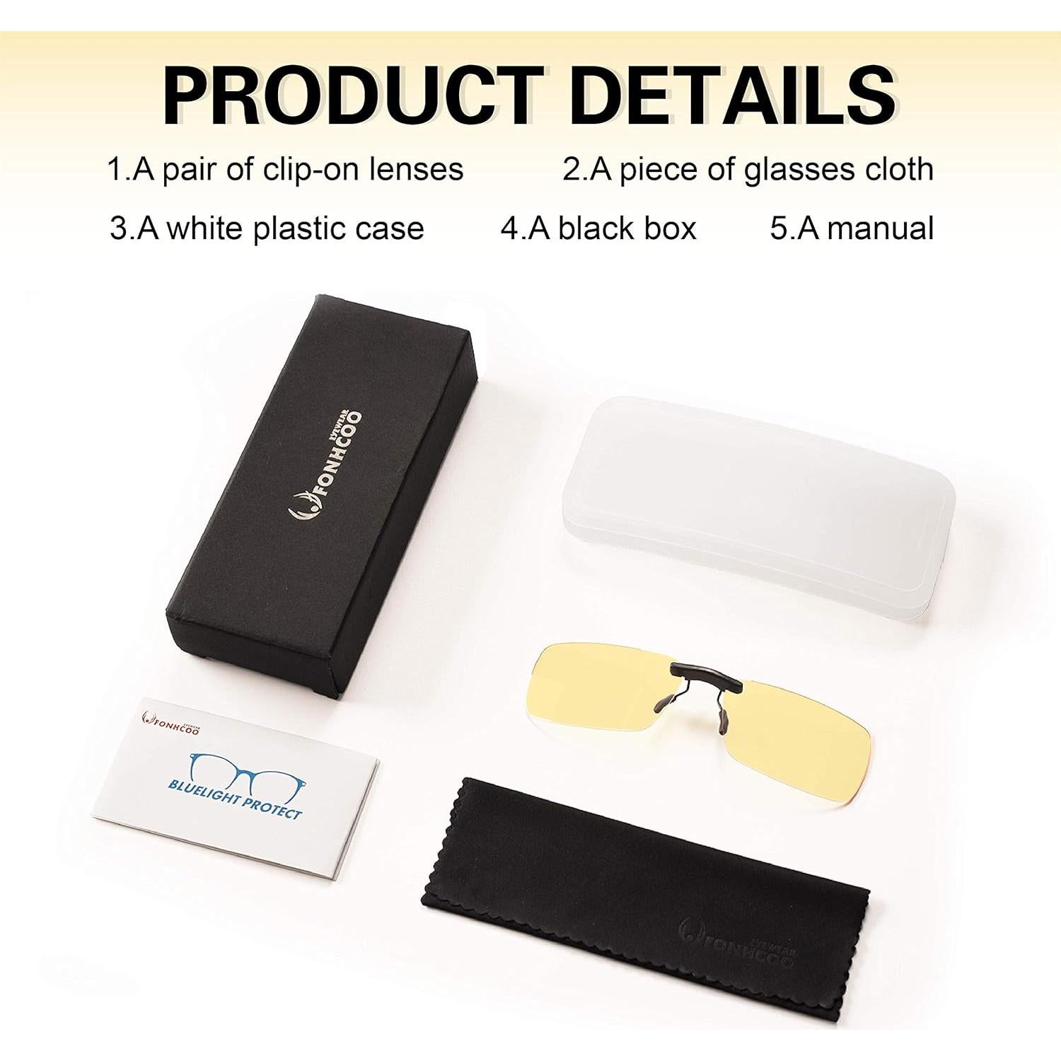 Clip en Gafas FONHCOO Anti Luz Azul UV400 para Prescripción