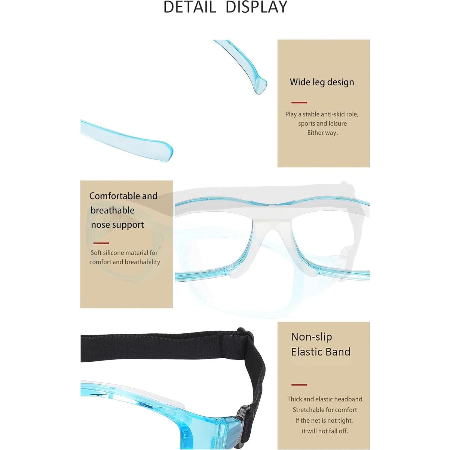 Gafas Deportivas TR90 Azul Claro con Correa Ajustable