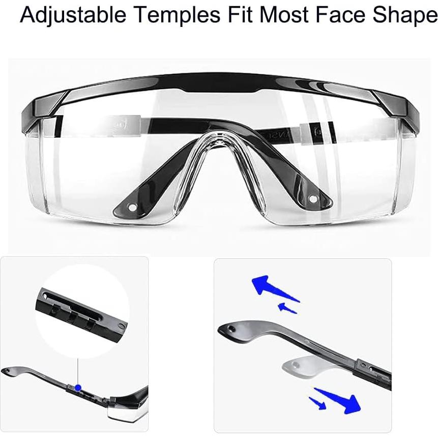 mozeeda 3 Pack Safety Glasses, Anti-fog Eye Protective Glasses Scratch Resistant Clear Wraparound Lenses Safety Goggles and No-Slip Grips, Adjustable Temples Lab Goggles