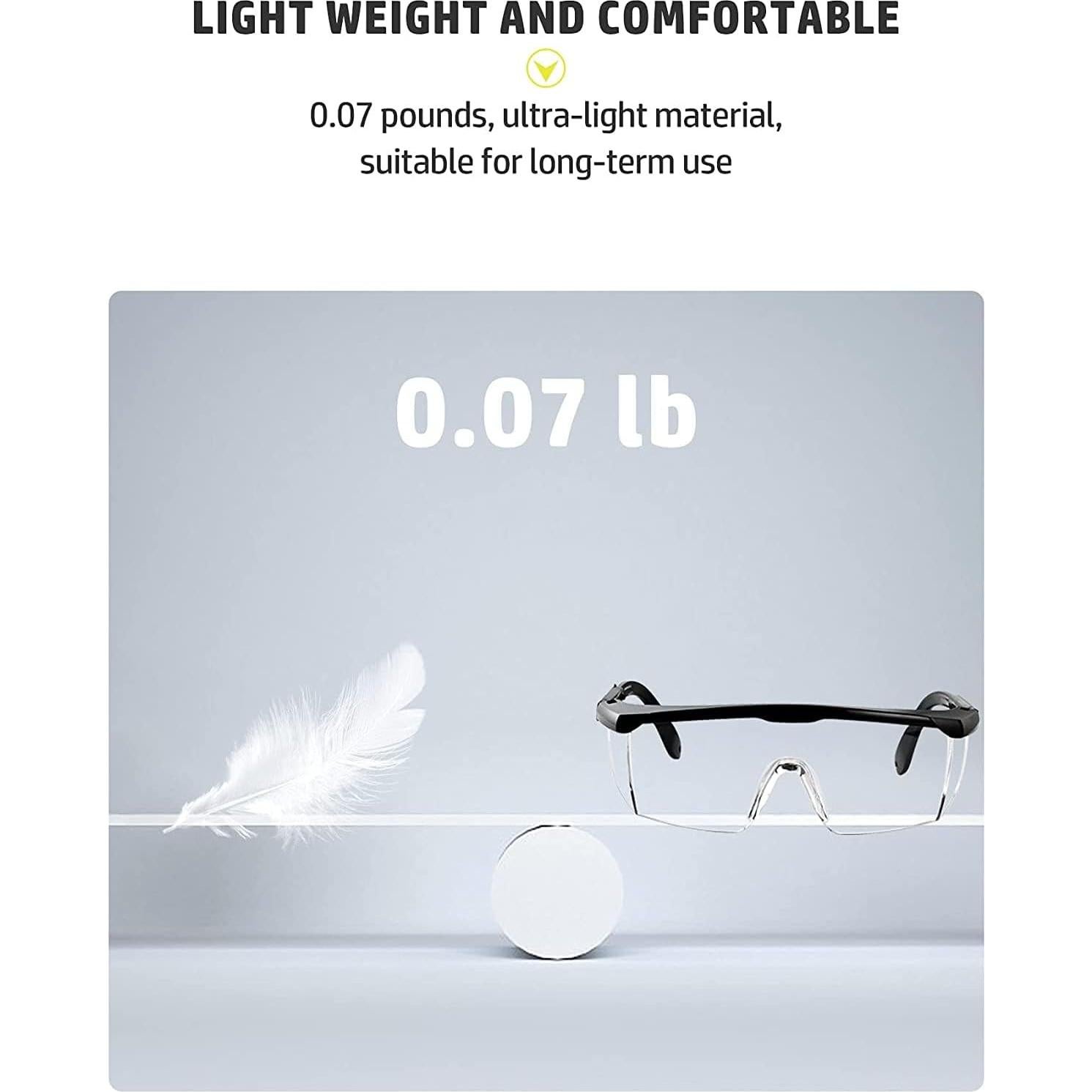 mozeeda 3 Pack Safety Glasses, Anti-fog Eye Protective Glasses Scratch Resistant Clear Wraparound Lenses Safety Goggles and No-Slip Grips, Adjustable Temples Lab Goggles