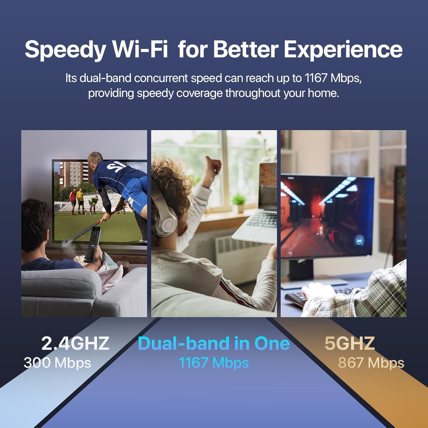 Router WiFi Tenda AC1200 - Doble Banda, 3 Puertos Gigabit