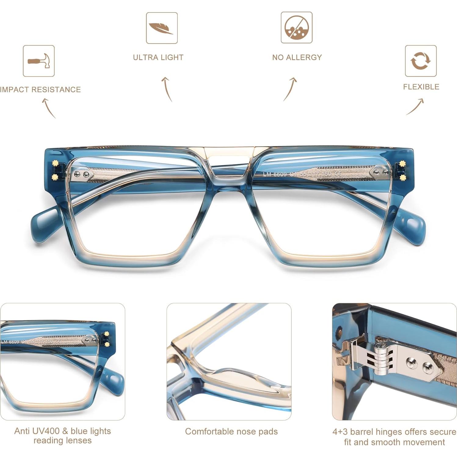 Gafas de Lectura AMOMOMA Cuadradas Anti-Luz Azul 1.0x