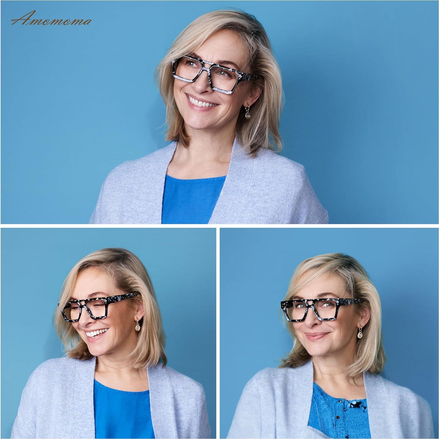 Gafas de Lectura AMOMOMA Cuadradas Anti-Luz Azul 1.0x