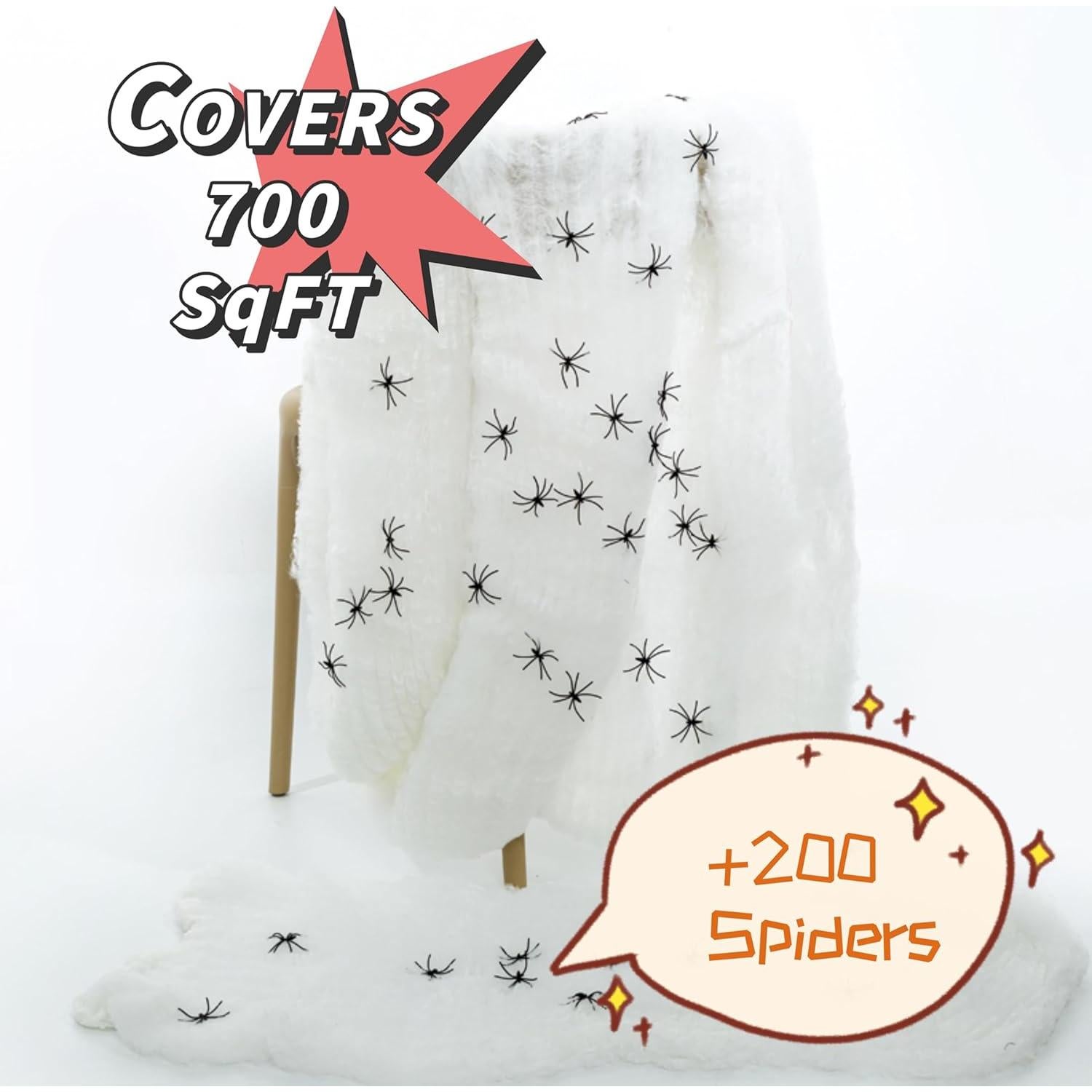 Telarañas de Halloween DAORFAA 1000 pies² con 120 Arañas Falsas