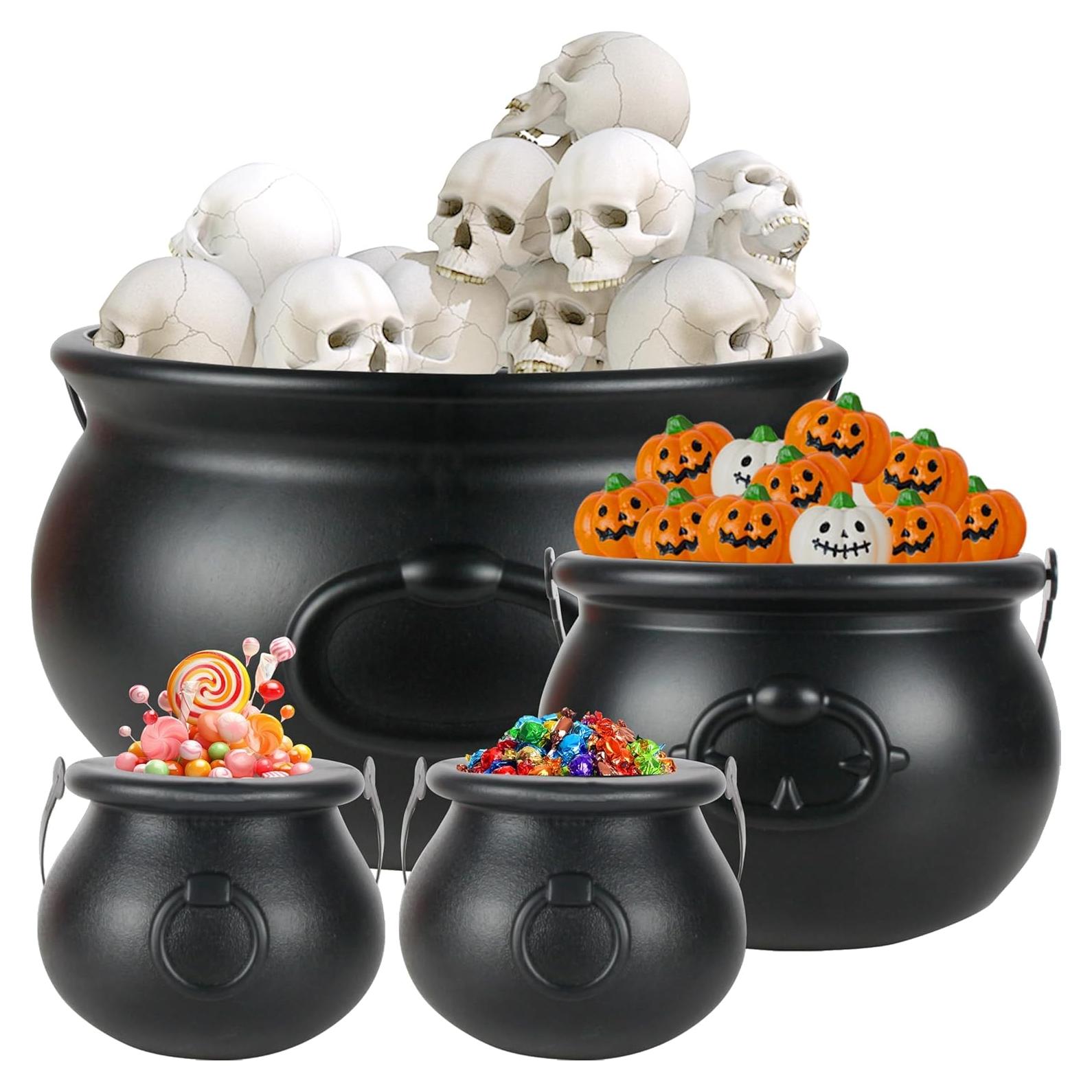 Calderos de Halloween 4 en 1 OCTERIC - Plástico Negro