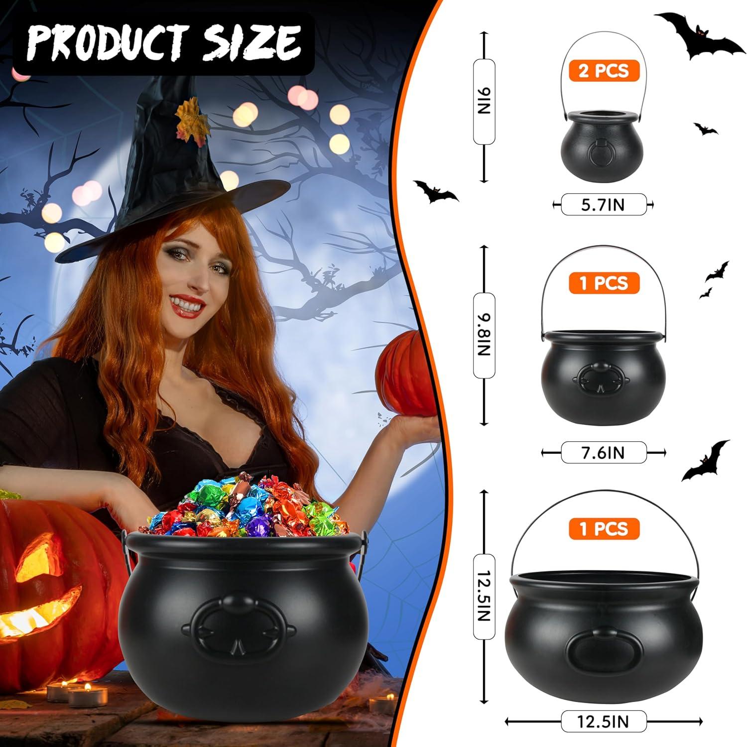 Calderos de Halloween 4 en 1 OCTERIC - Plástico Negro