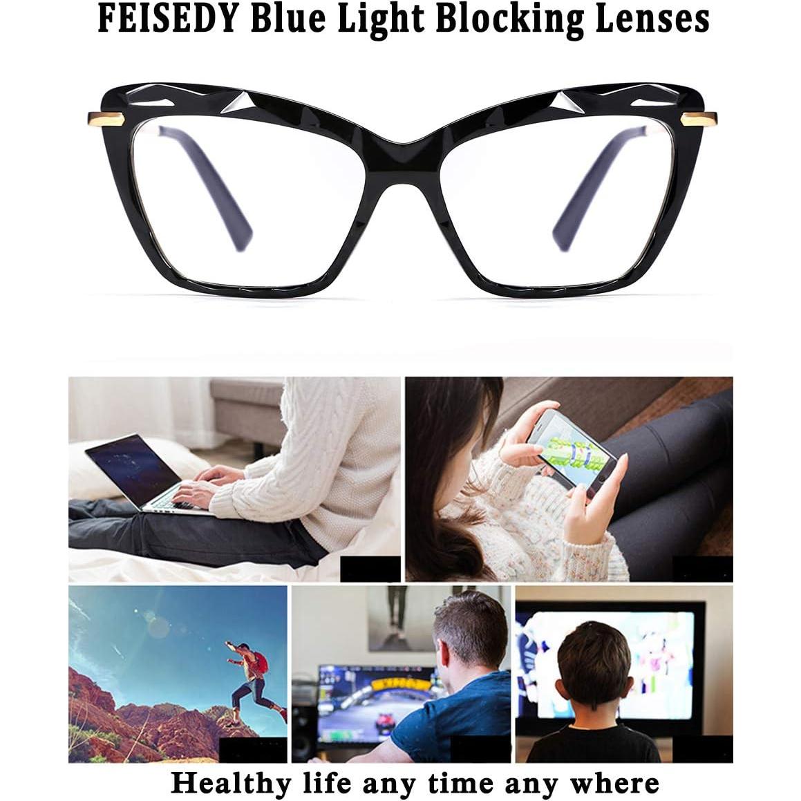 Gafas de Ojo de Gato FEISEDY con Lentes Bloqueadores de Luz Azul