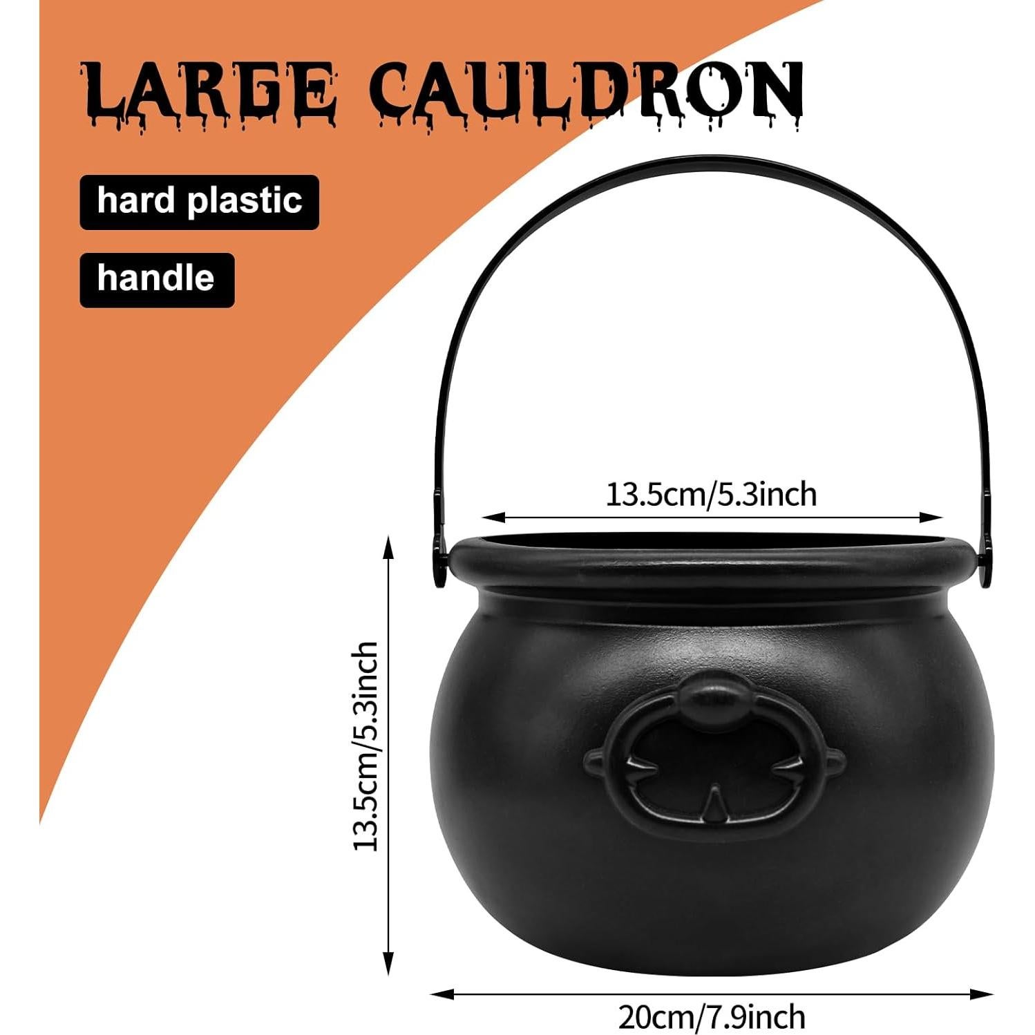 Caldereta Plástica Negra SpinLaLa 20x15 cm para Halloween