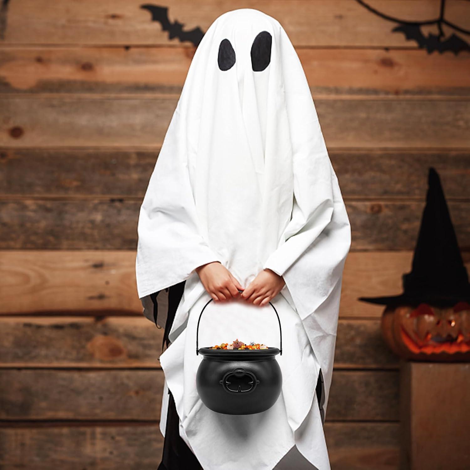 Caldereta Plástica Negra SpinLaLa 20x15 cm para Halloween