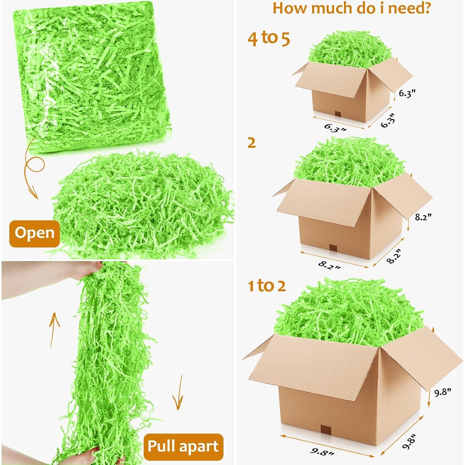 Relleno de Papel Arrugado Verde 272g para Cestas de Regalo