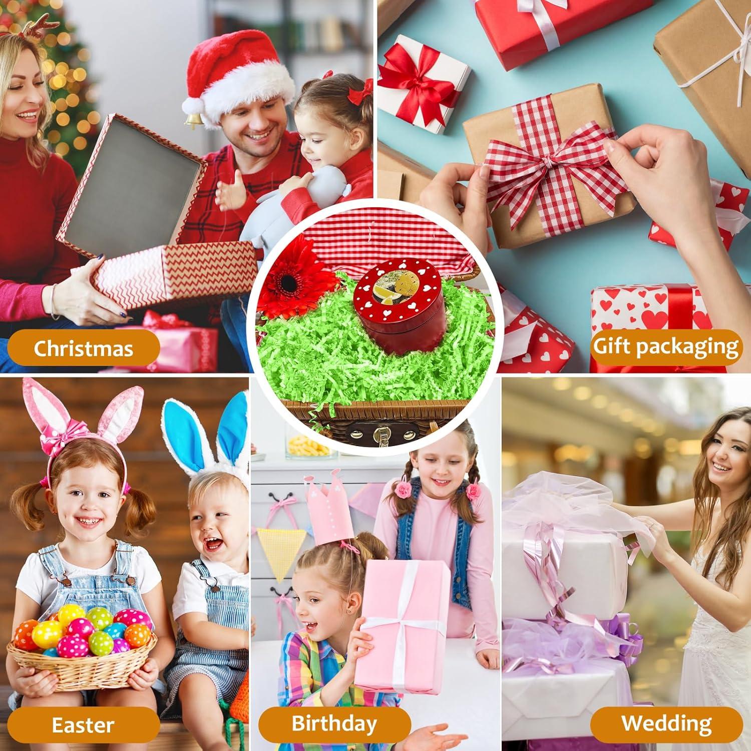 Relleno de Papel Arrugado Verde 272g para Cestas de Regalo