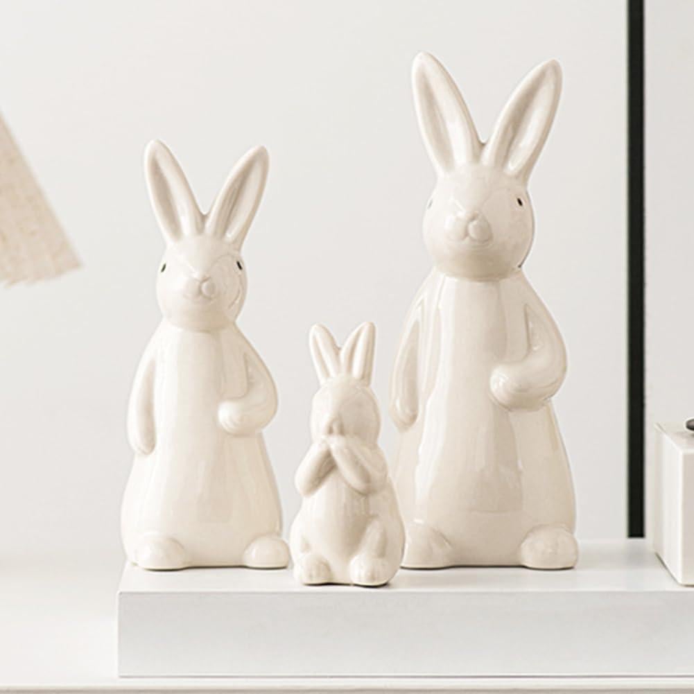 Figurita Conejo Cerámica Blanca A ANTCAM 18.3 cm Decorativa