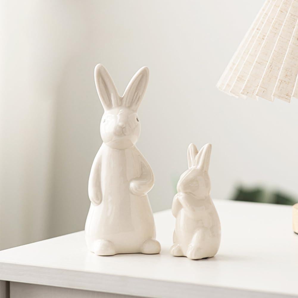 Figurita Conejo Cerámica Blanca A ANTCAM 18.3 cm Decorativa