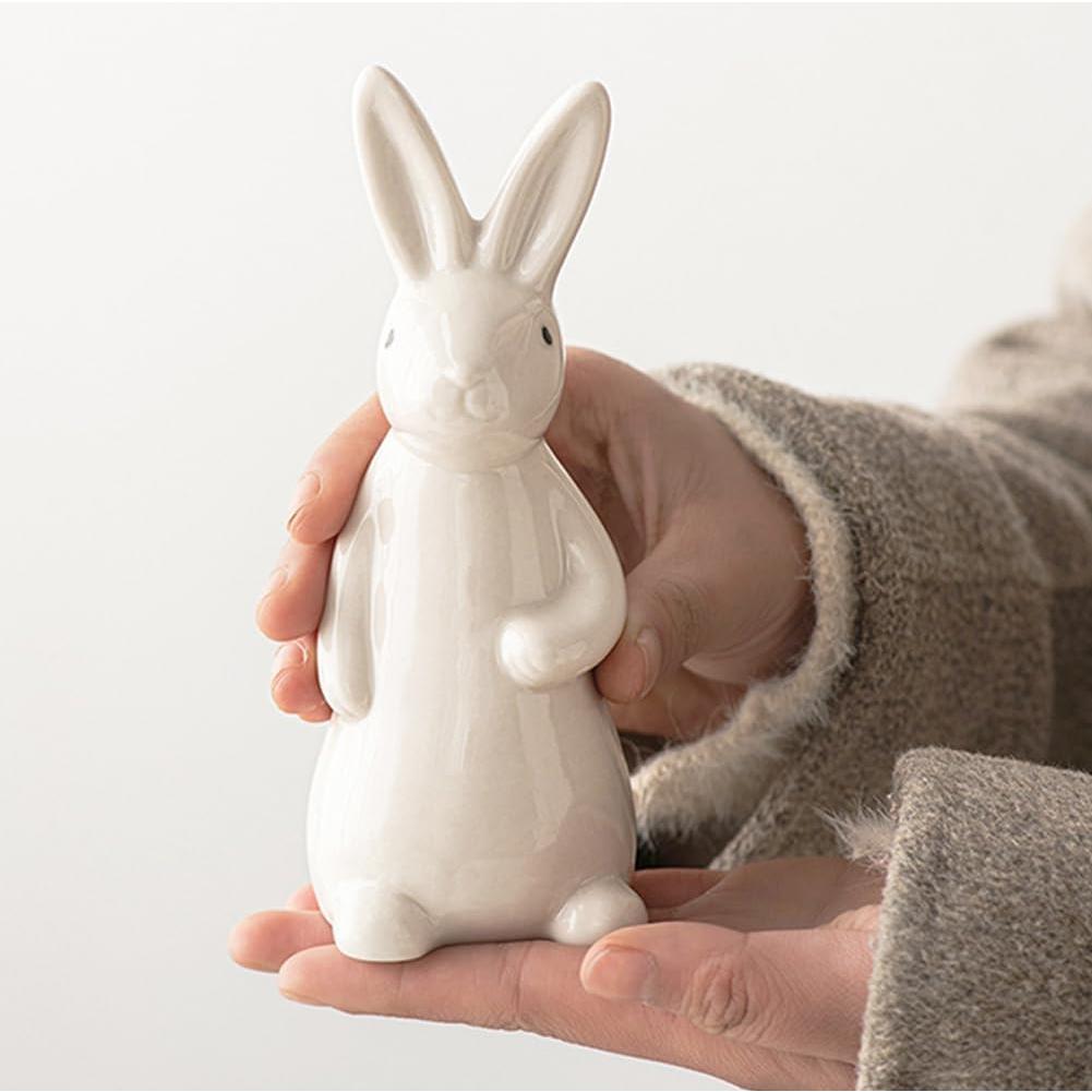 Figurita Conejo Cerámica Blanca A ANTCAM 18.3 cm Decorativa
