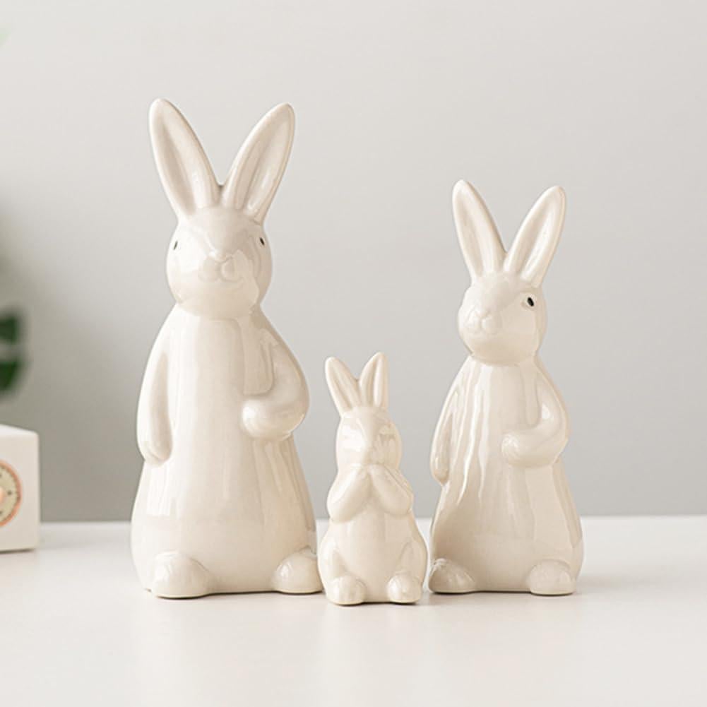 Figurita Conejo Cerámica Blanca A ANTCAM 18.3 cm Decorativa