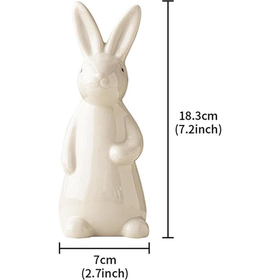 Figurita Conejo Cerámica Blanca A ANTCAM 18.3 cm Decorativa