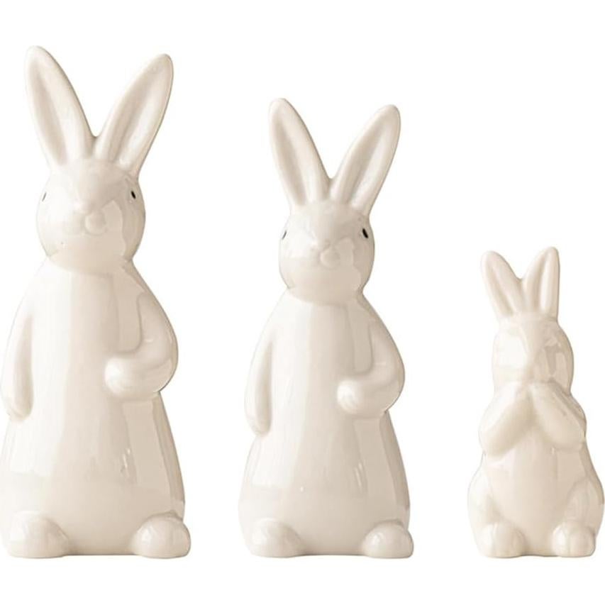 Figurita Conejo Cerámica Blanca A ANTCAM 18.3 cm Decorativa