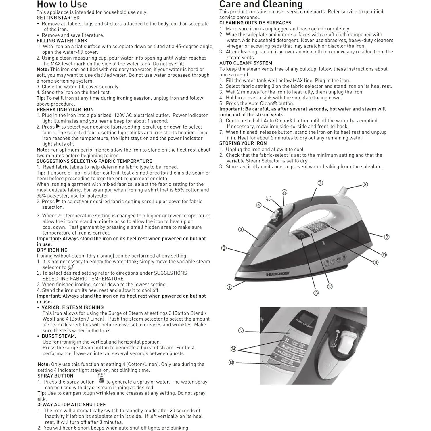 Plancha de Vapor BLACK+DECKER IR2050 Estándar Roja 1.13 kg