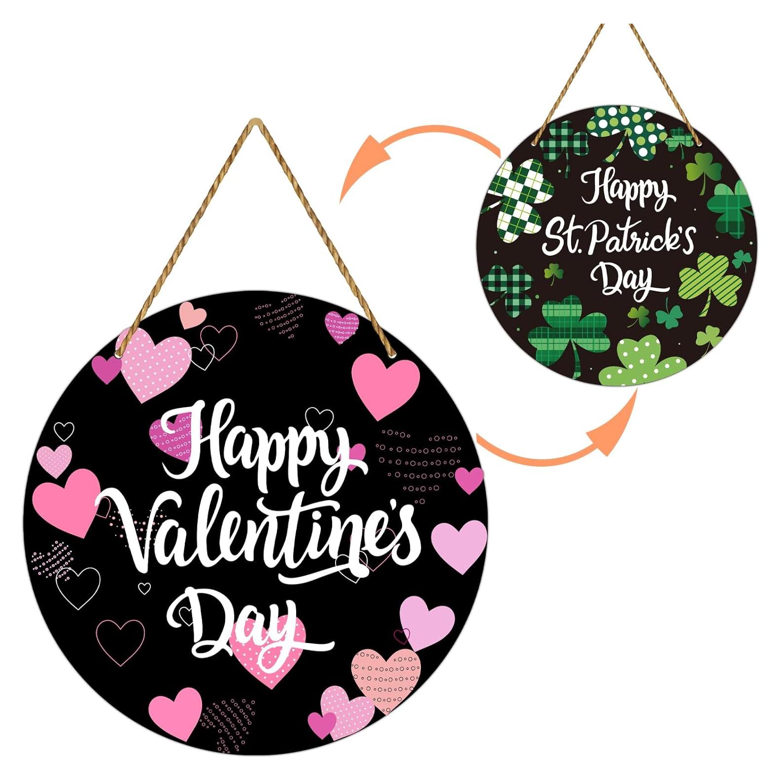 Decoración Reversible de Puerta San Valentín y San Patricio YUNKKIN