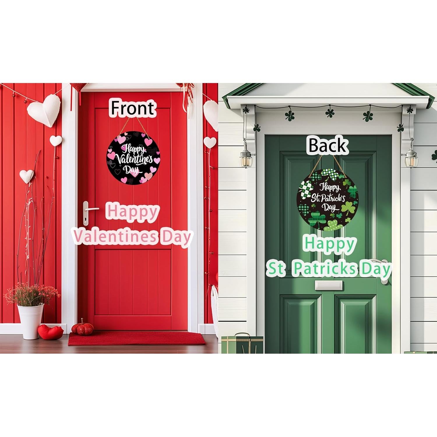 Decoración Reversible de Puerta San Valentín y San Patricio YUNKKIN