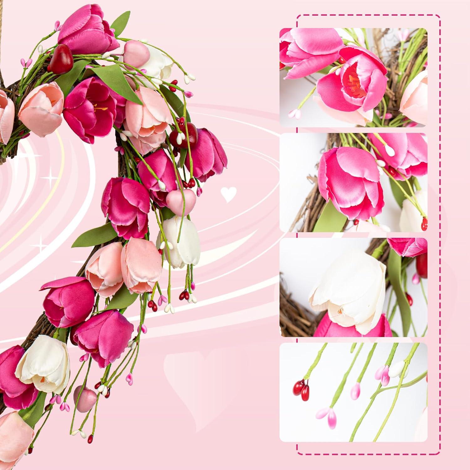 Corona de San Valentín VioletEverGarden 45.72 cm con Tulipanes