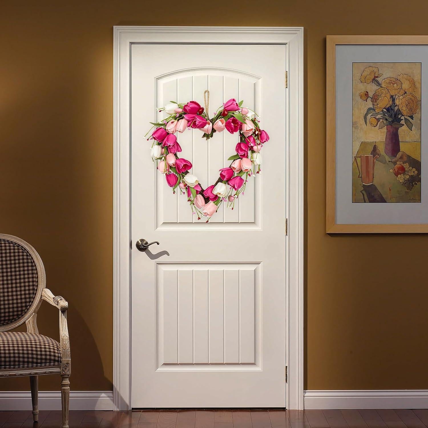 Corona de San Valentín VioletEverGarden 45.72 cm con Tulipanes