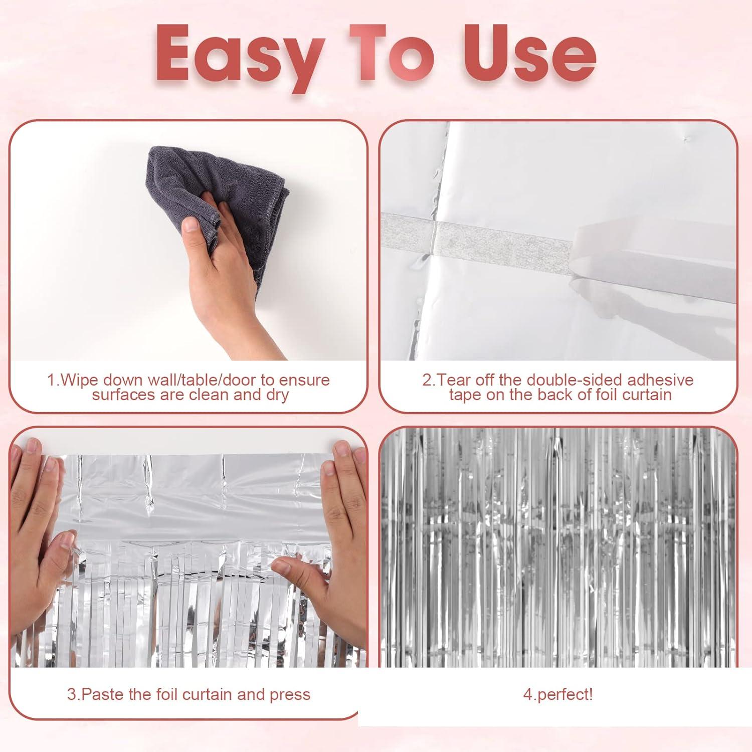 Paquete de 3 Cortinas de Flecos de Papel de Aluminio 1.01x2.5m