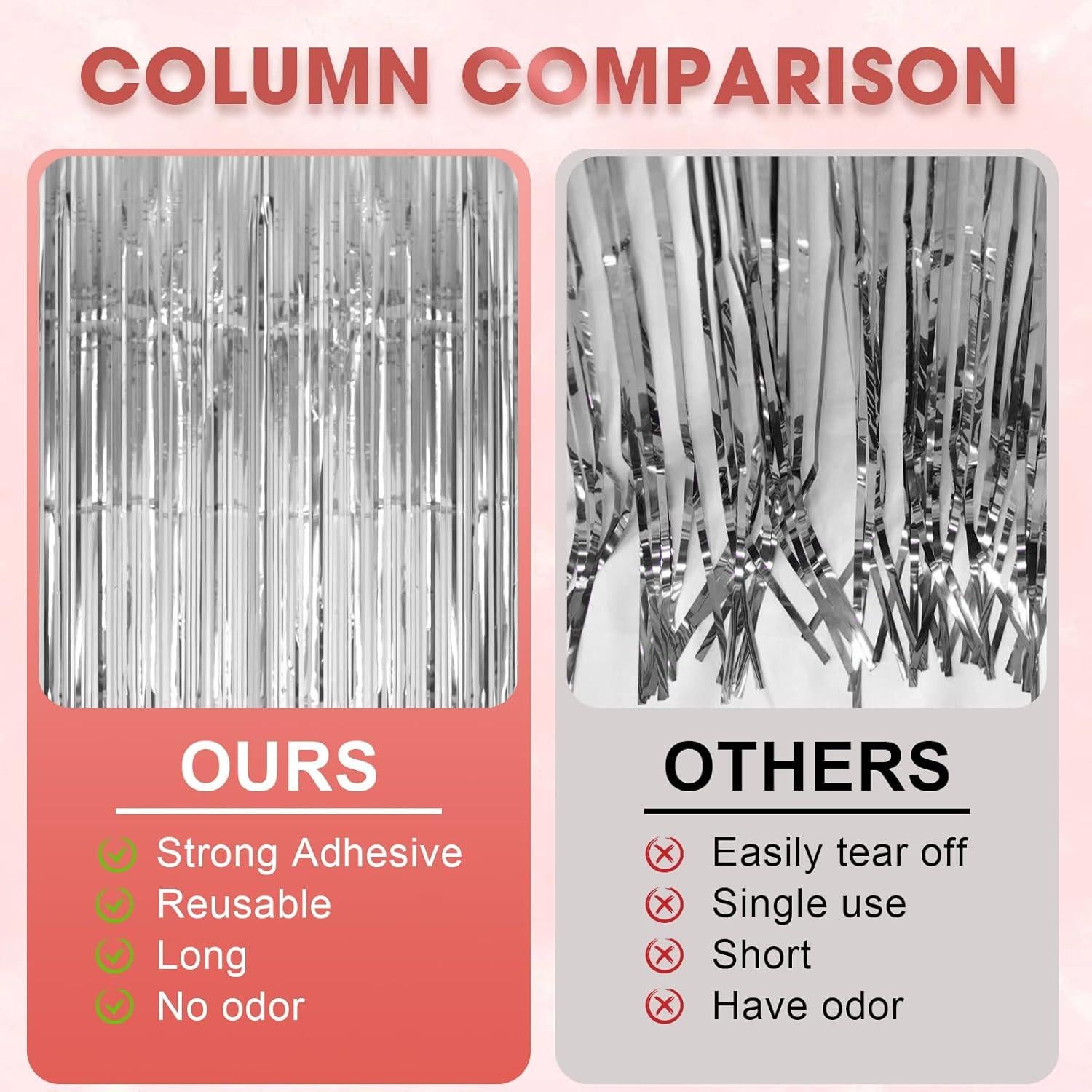 Paquete de 3 Cortinas de Flecos de Papel de Aluminio 1.01x2.5m