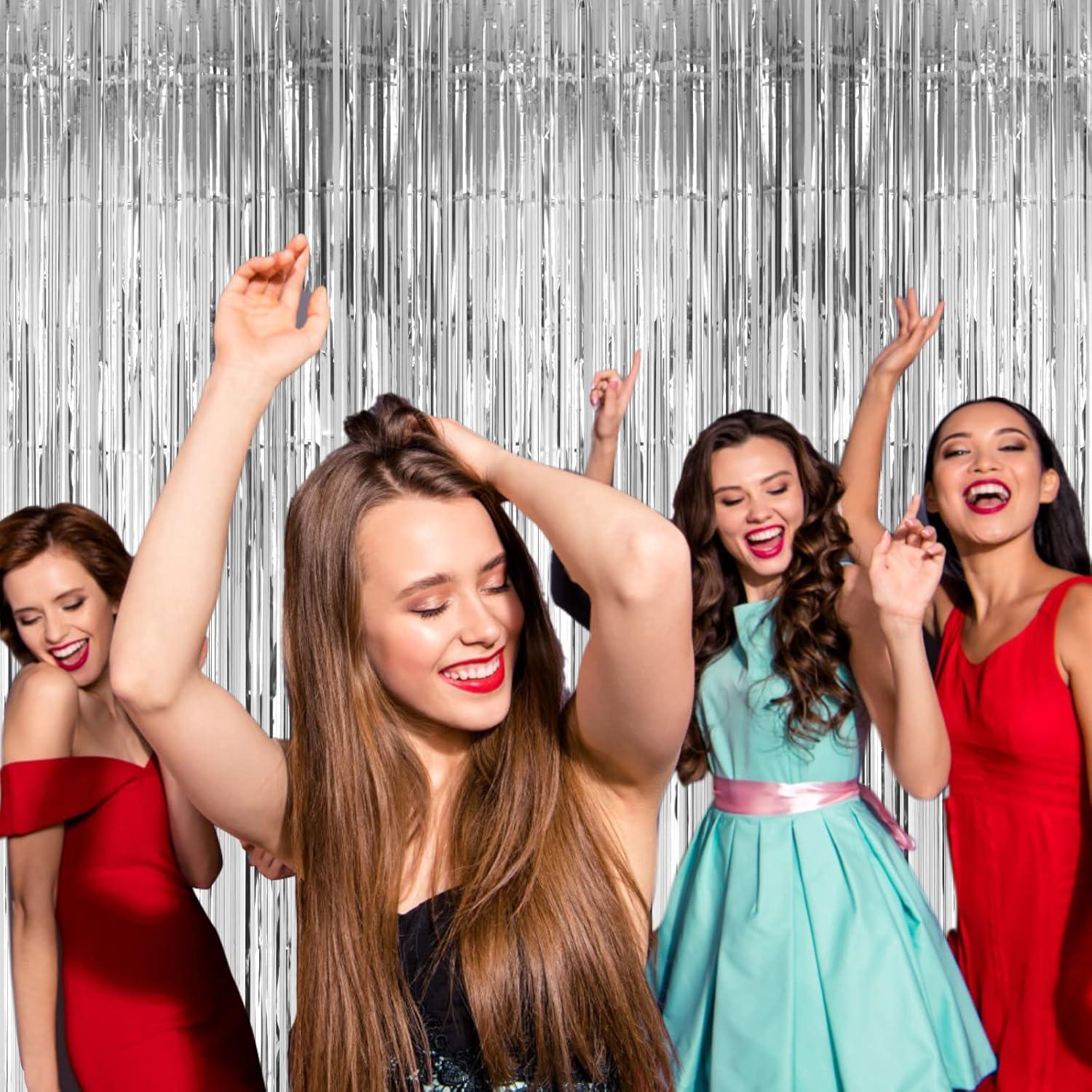 Paquete de 3 Cortinas de Flecos de Papel de Aluminio 1.01x2.5m