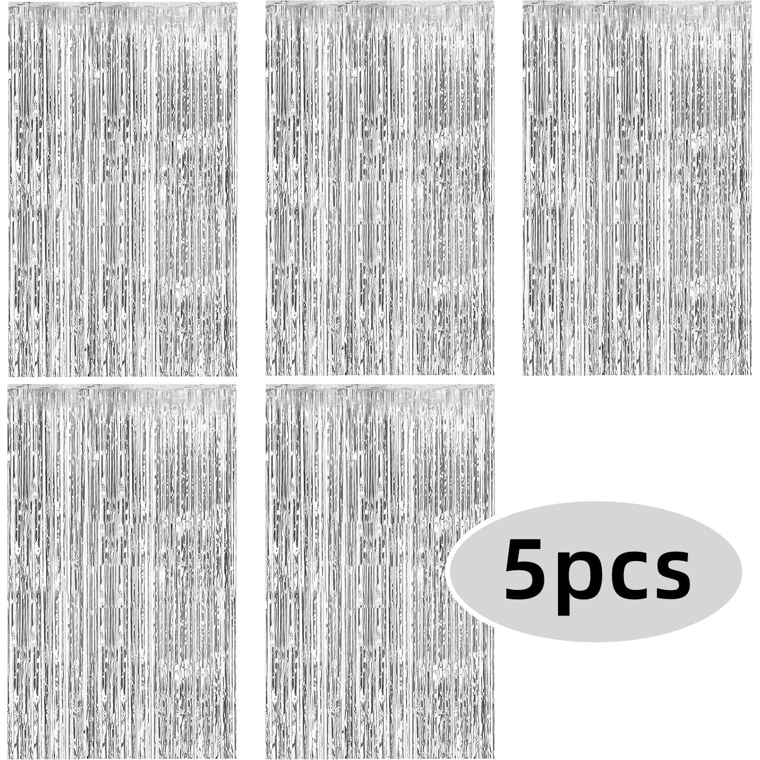 Paquete de 5 Cortinas de Foil Plateado 200x100 cm LARUTOHT