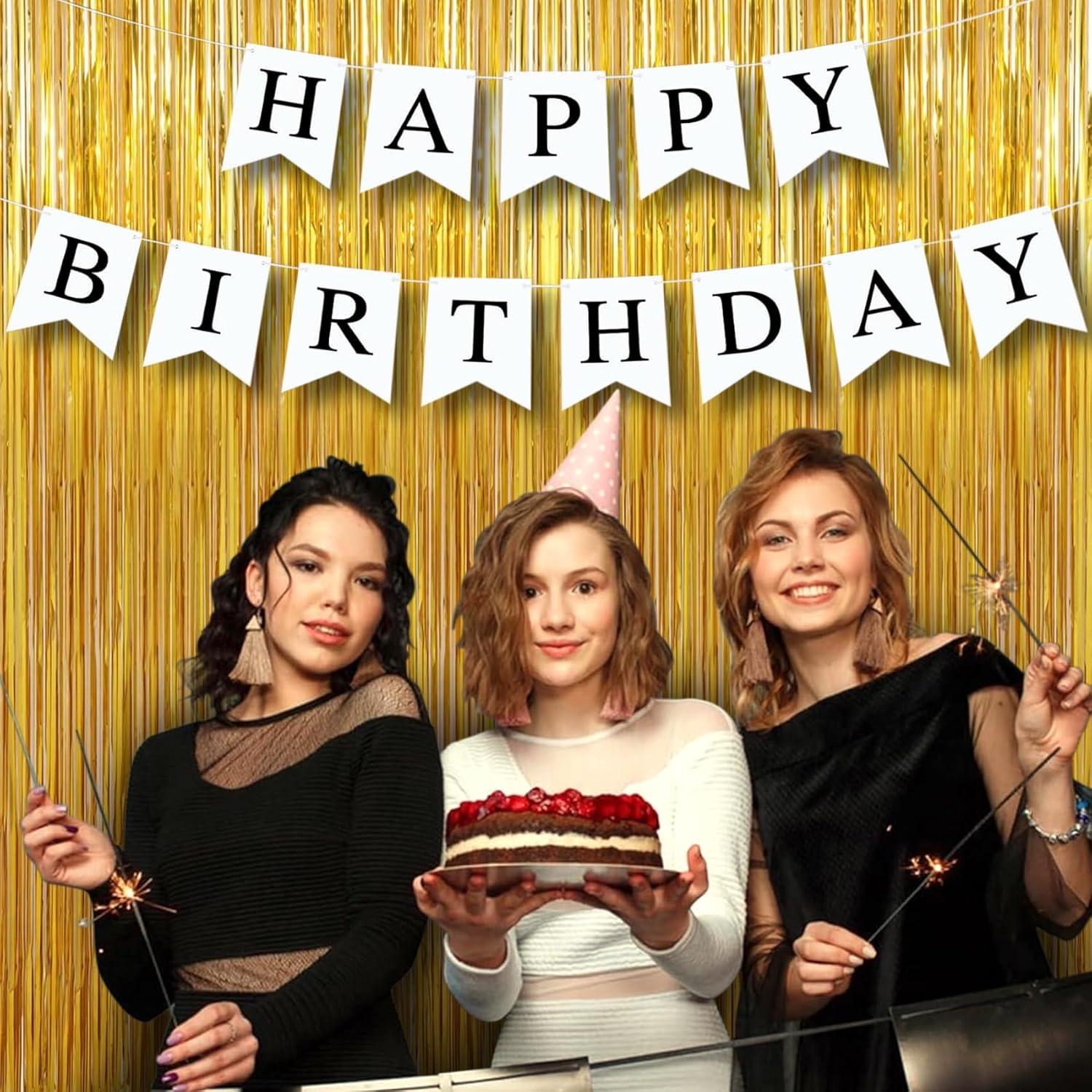 Cortinas de Flecos de Papel de Aluminio Dorado TenLaitech - 3 Paquetes 1.0 x 3.0 m