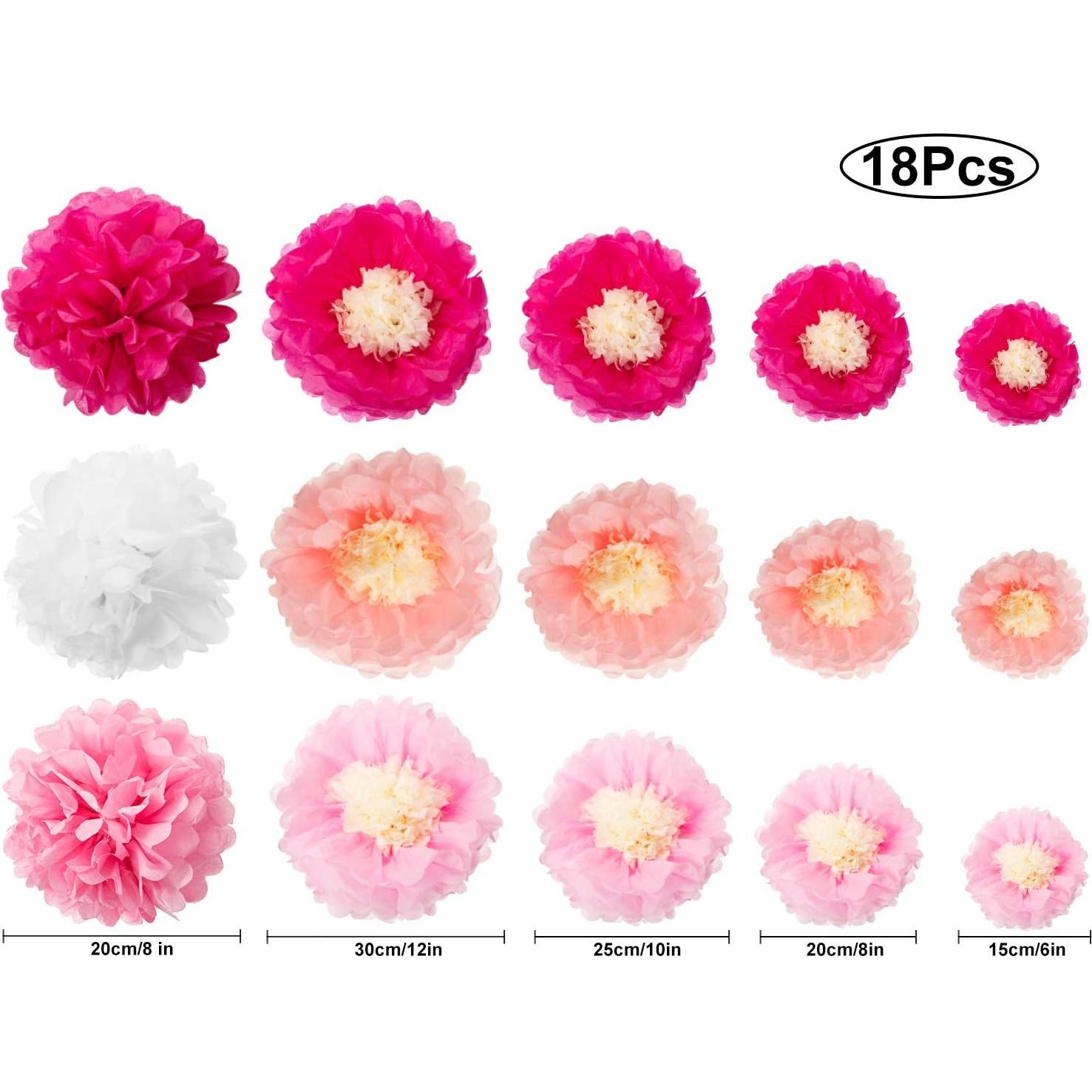 Conjunto de Decoración de Papel Rosa 24 Piezas WILLBOND