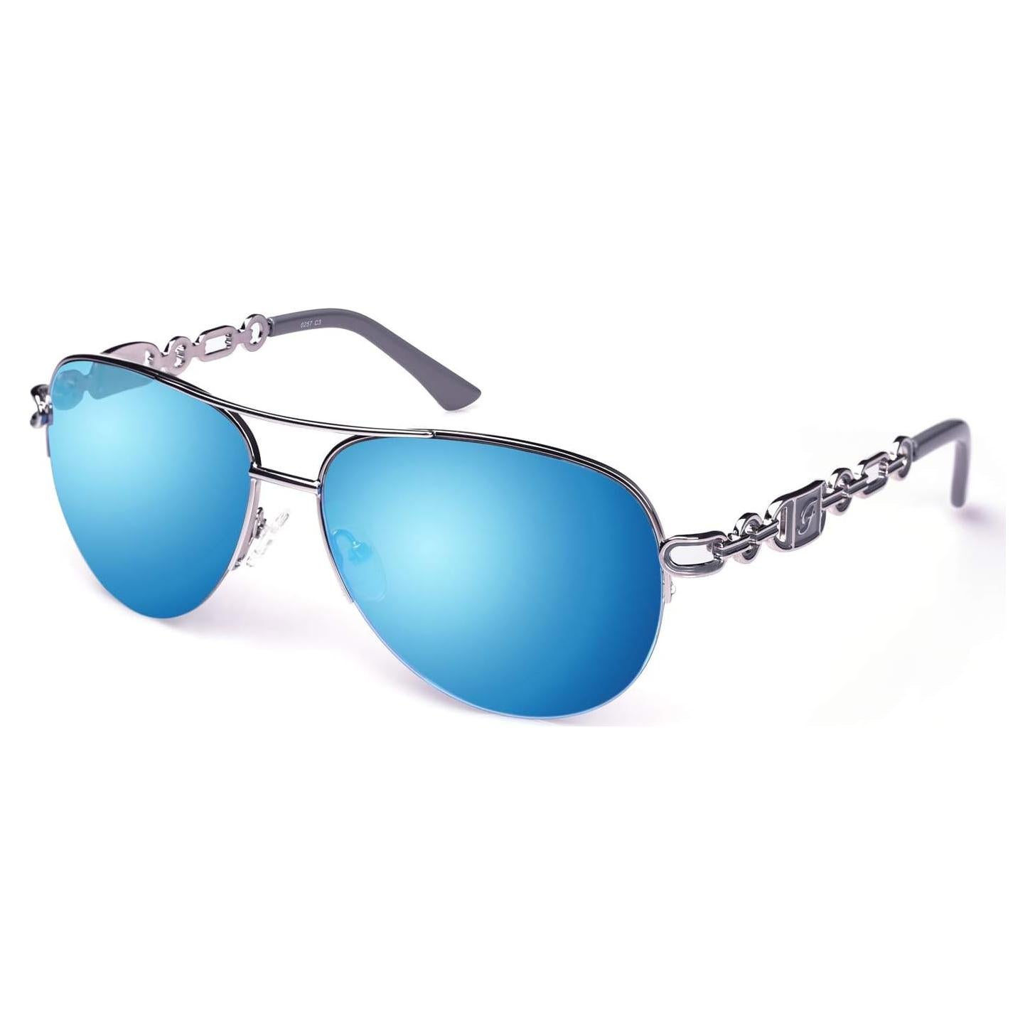 Gafas de Sol Aviador FONHCOO Metal UV400 Espejadas Azul