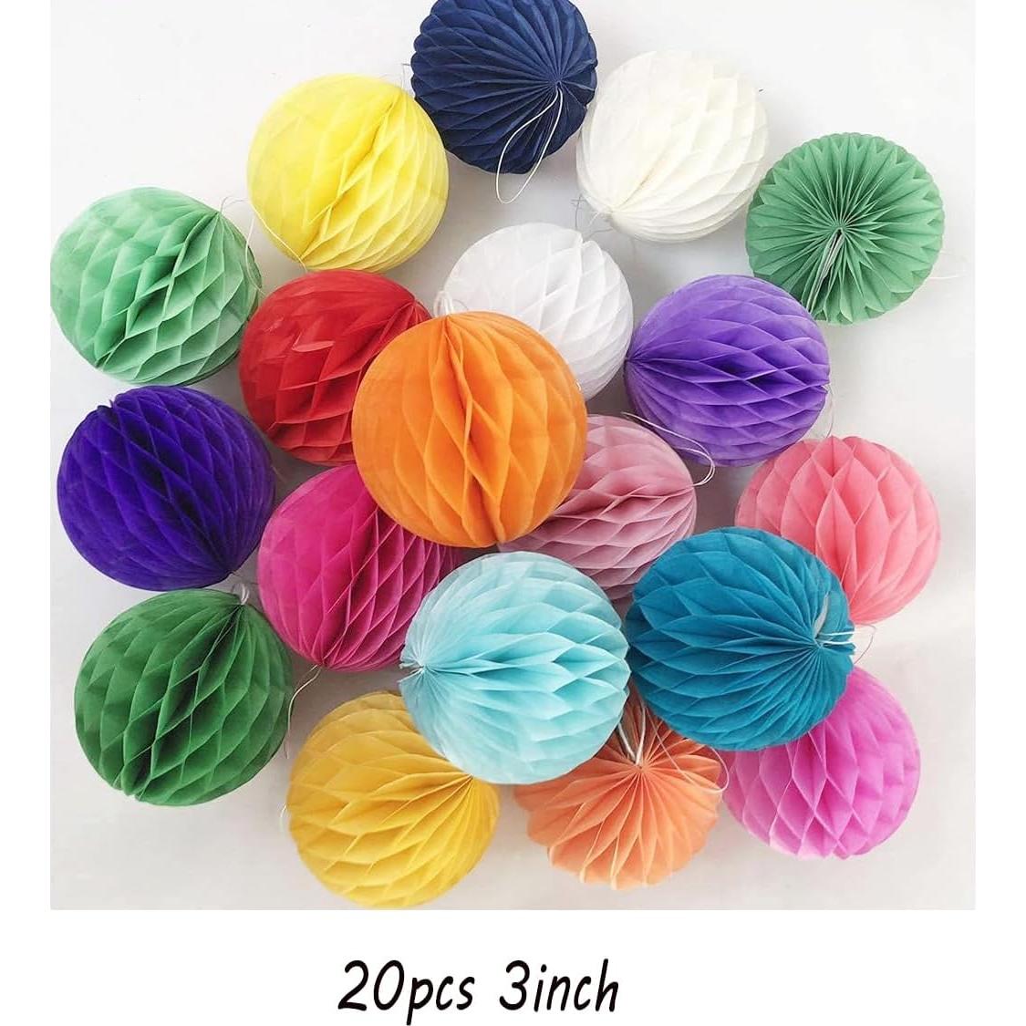 20pcs Bolas de Panal de Papel 7.62cm Multicolor para Fiesta