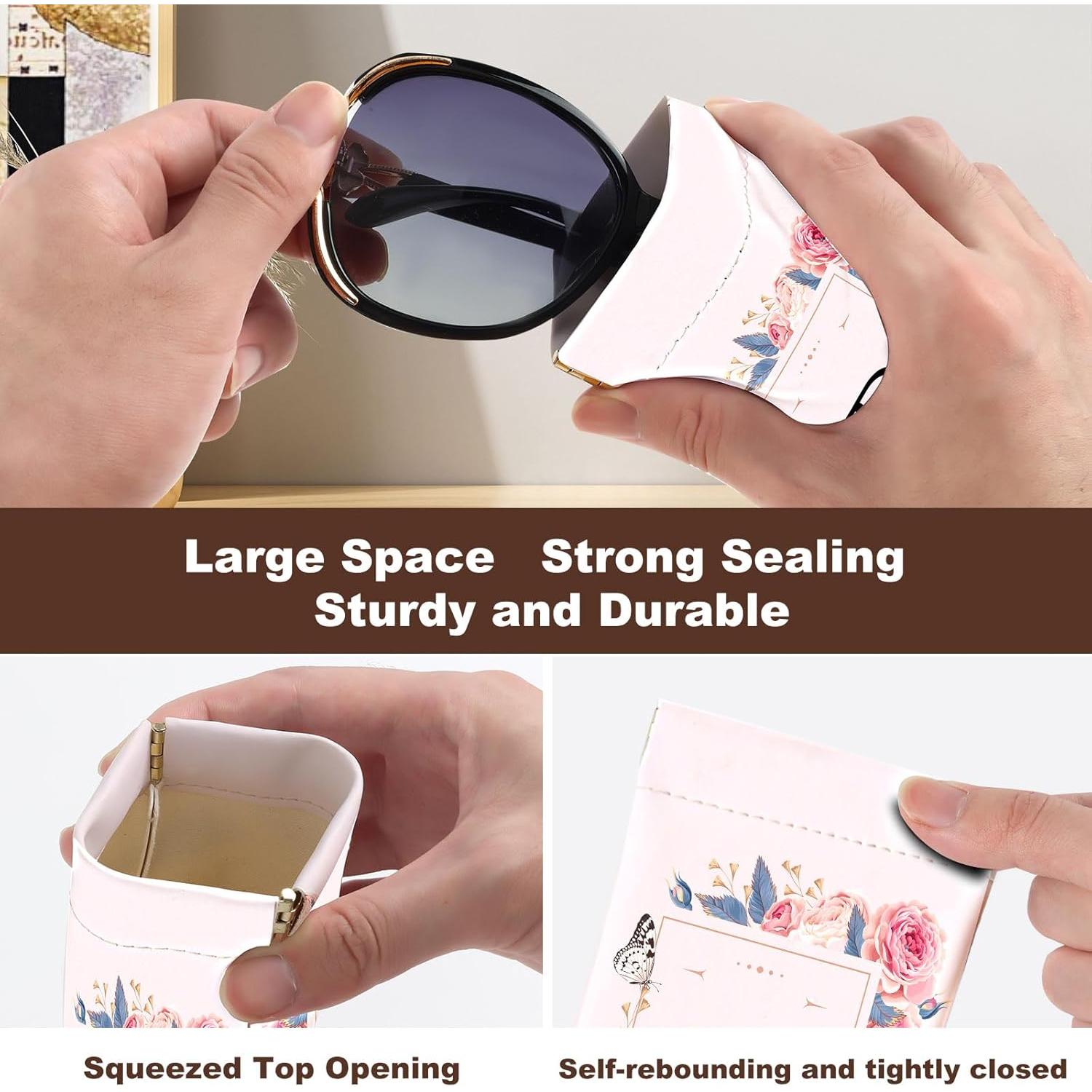 Estuche de Gafas de Sol PU Suave 2 Pcs con Paño de Limpieza