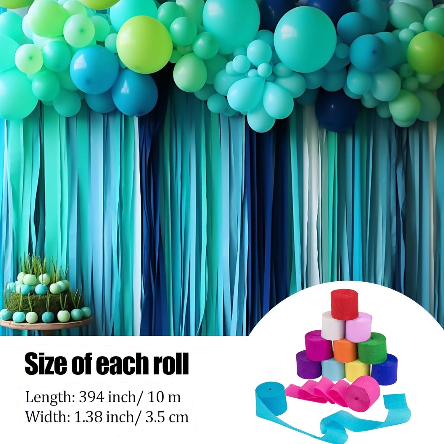 10 Rollos de Papel Crepé JEKUGOT 100m x 3.5cm para Fiestas