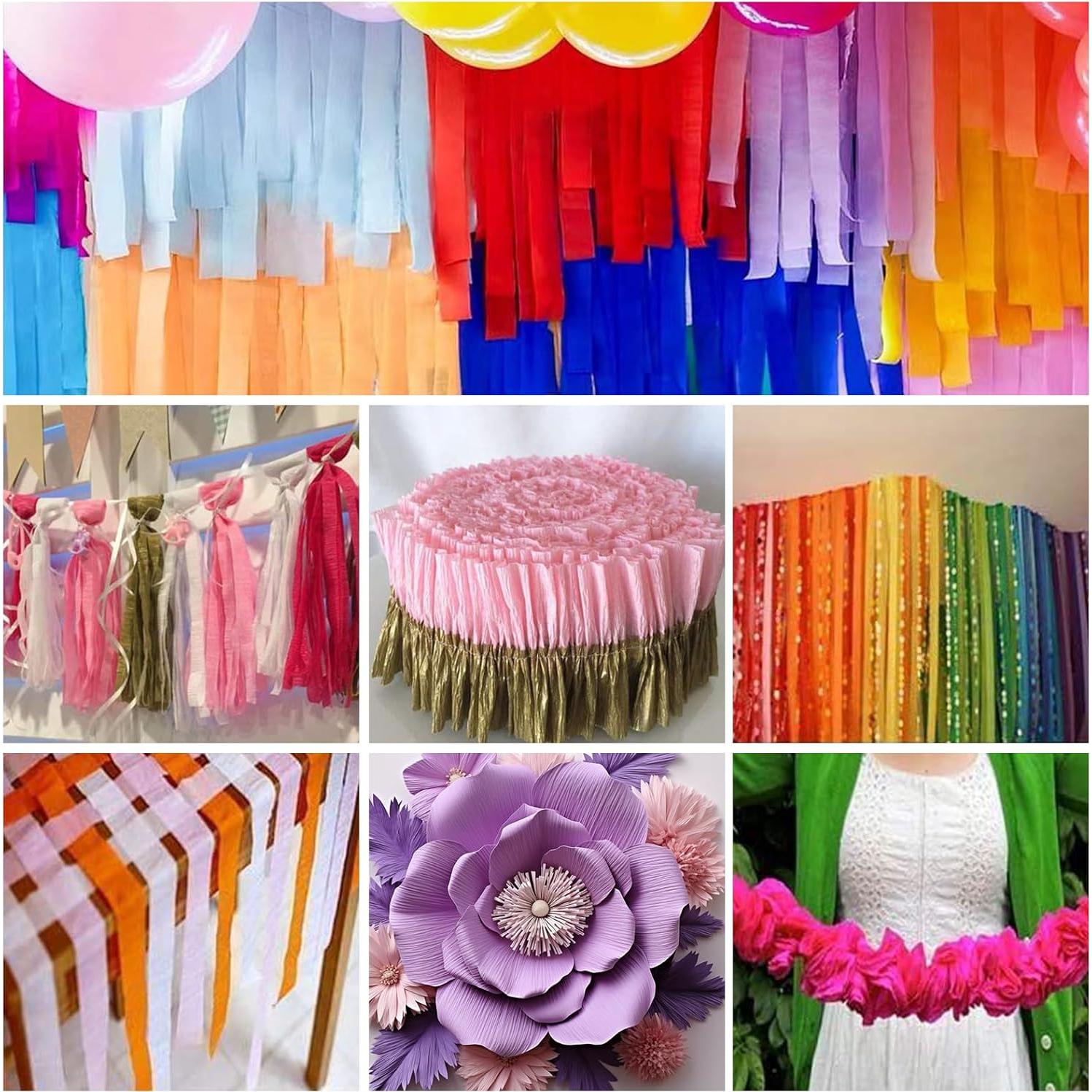 10 Rollos de Papel Crepé JEKUGOT 100m x 3.5cm para Fiestas