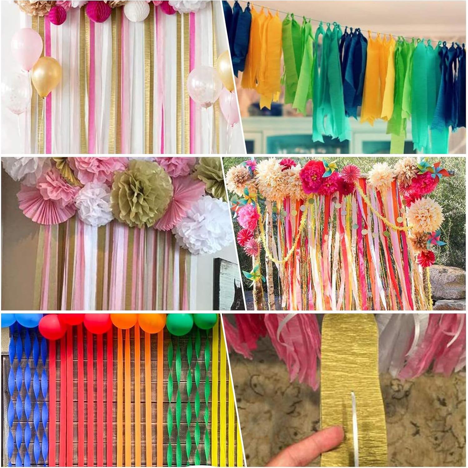 10 Rollos de Papel Crepé JEKUGOT 100m x 3.5cm para Fiestas