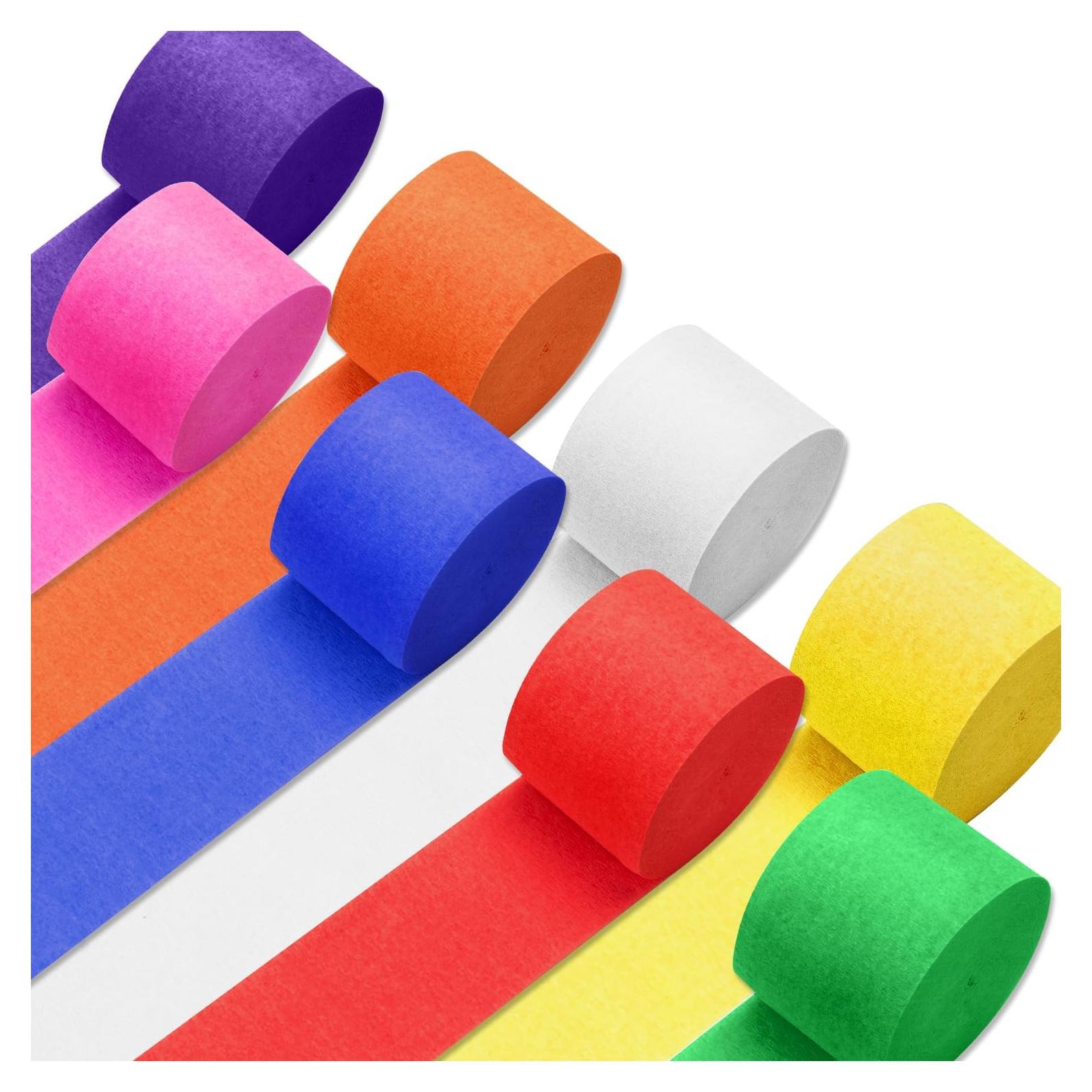 Serpentinas de Papel Crepé Arcoíris PIGETALE 8 Rollos 200m