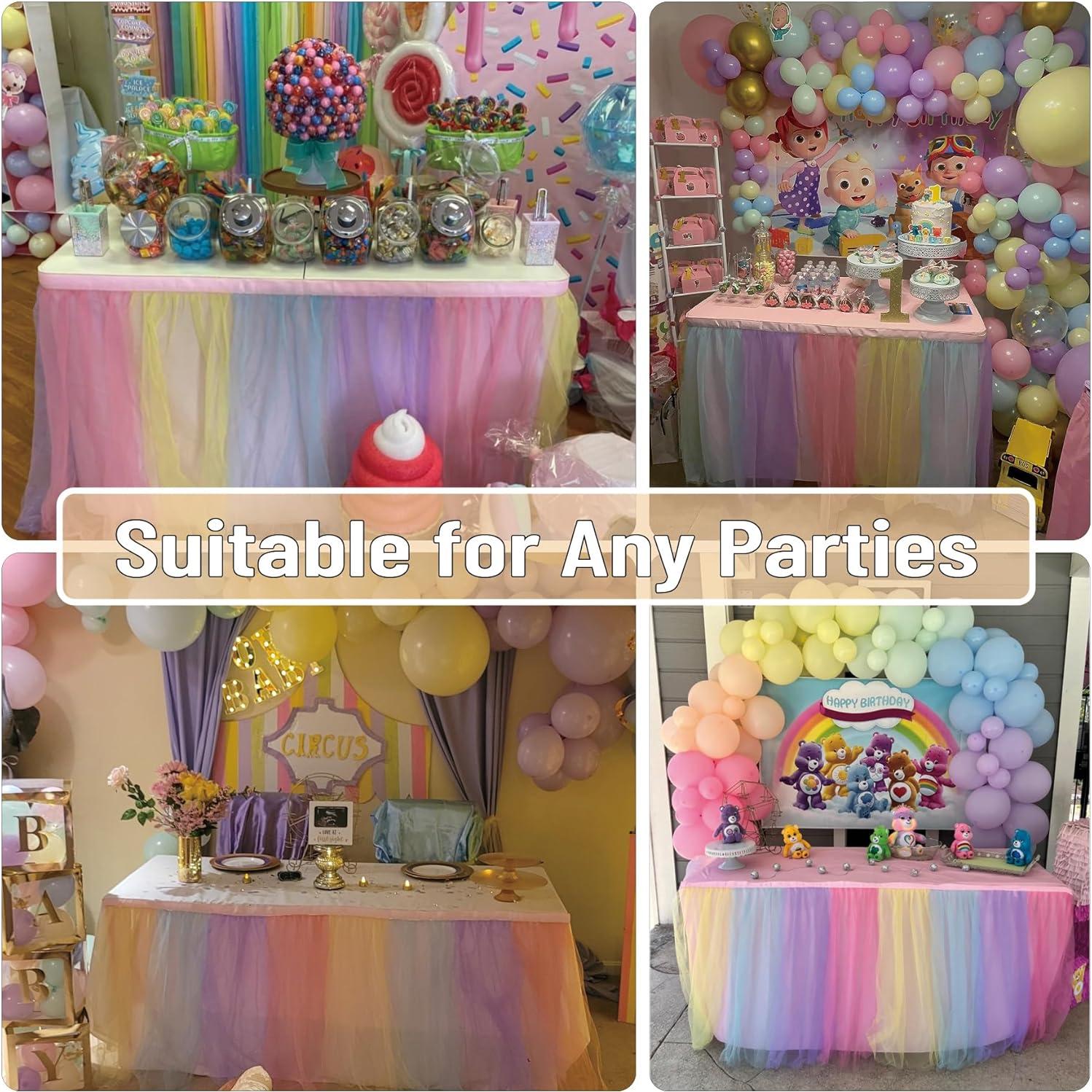 Falda de Tul Arcoíris NSSONBEN 183x76 cm para Mesa Rectangular