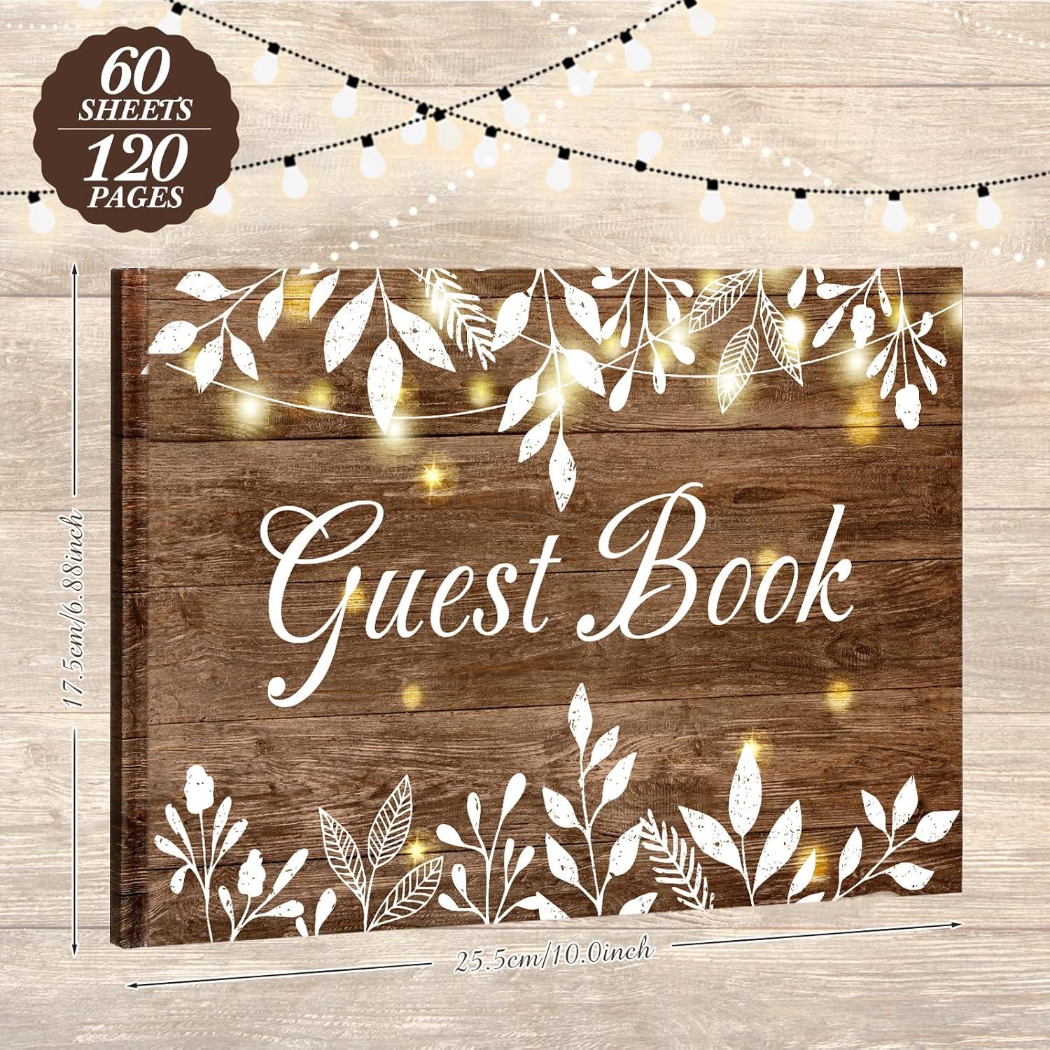 Libro de visitas de madera Funrous 60 hojas para bodas y eventos