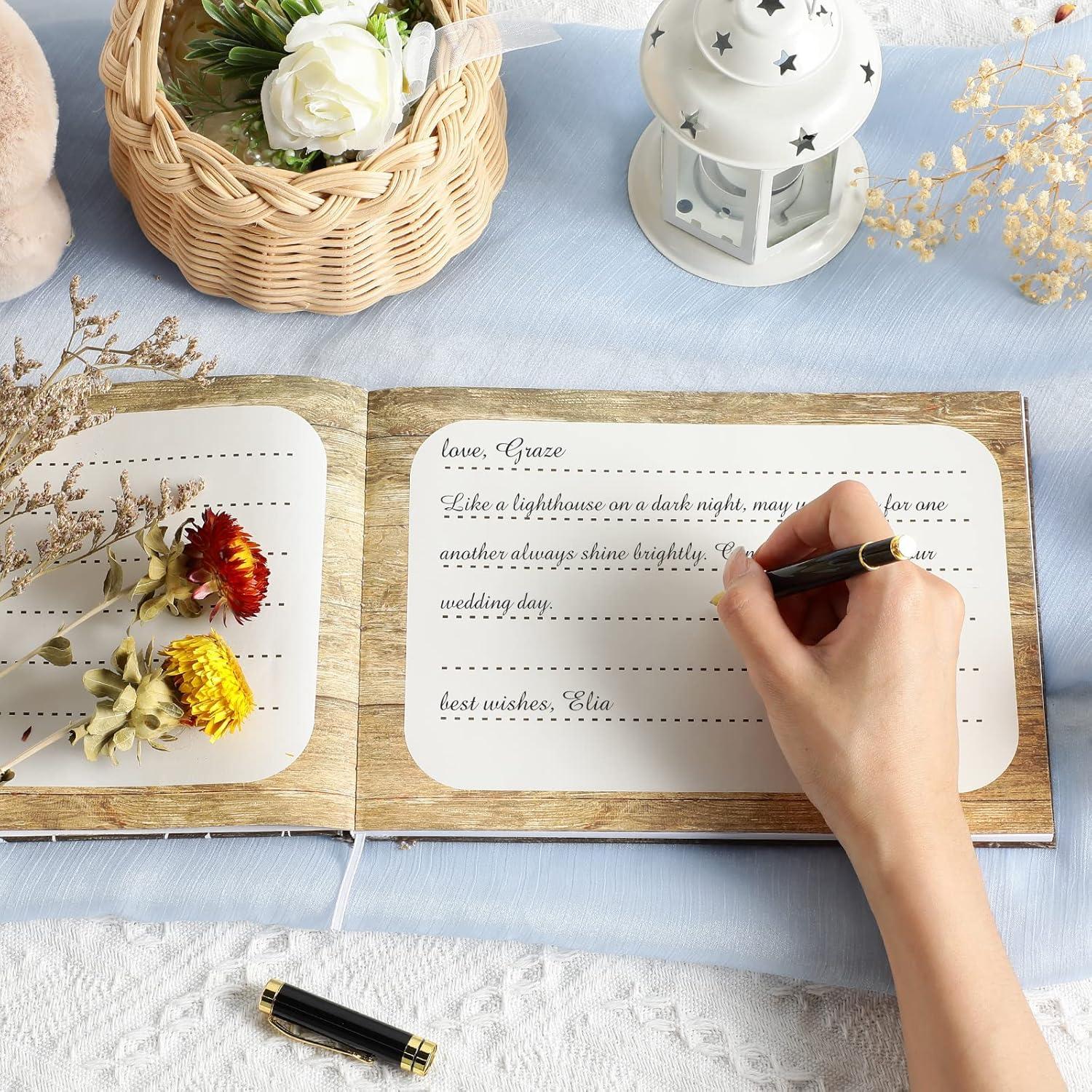 Libro de visitas de madera Funrous 60 hojas para bodas y eventos