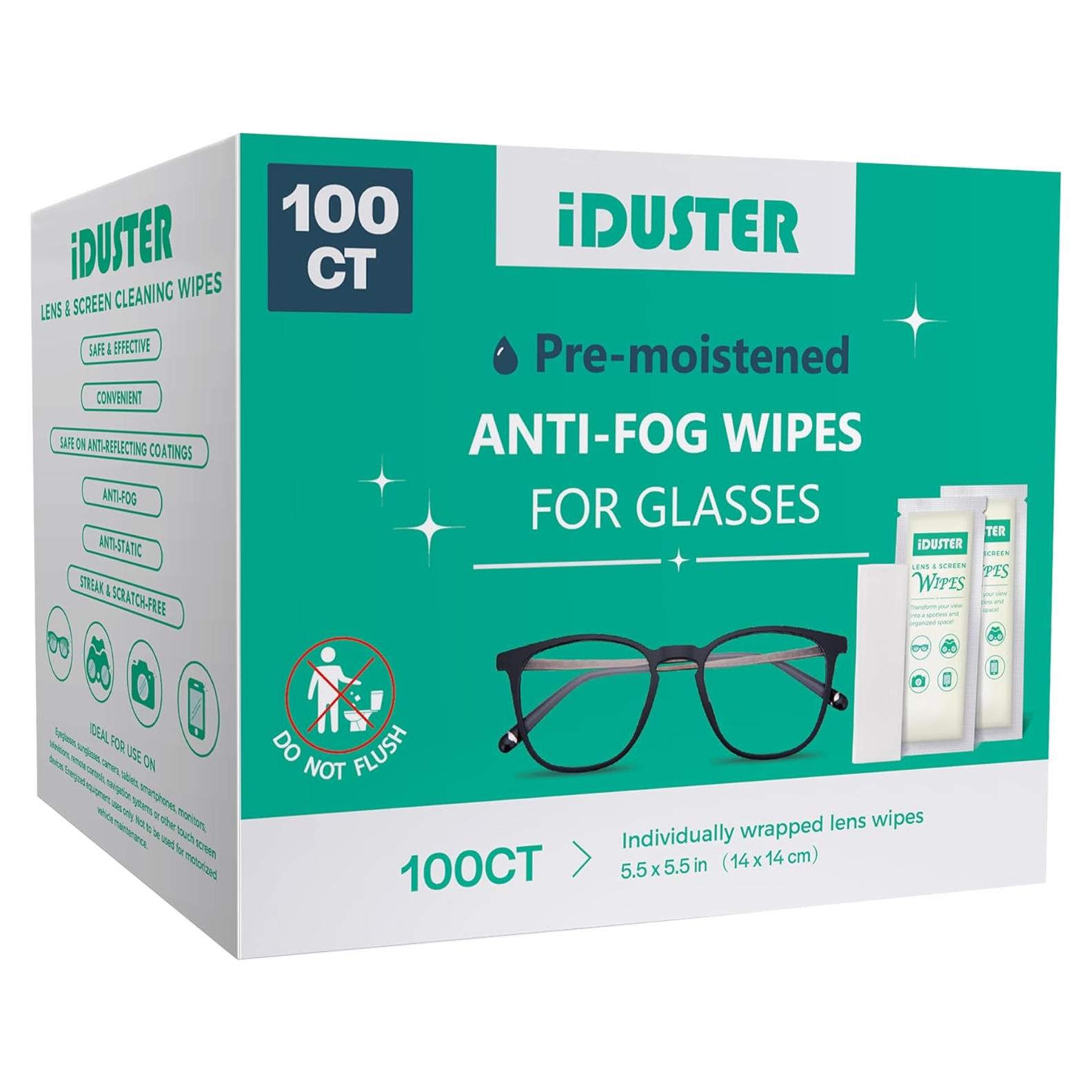 Paquete de 100 Toallitas de Limpieza iDuster para Lentes