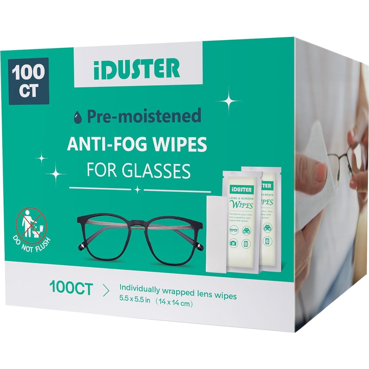 Paquete de 100 Toallitas de Limpieza iDuster para Lentes
