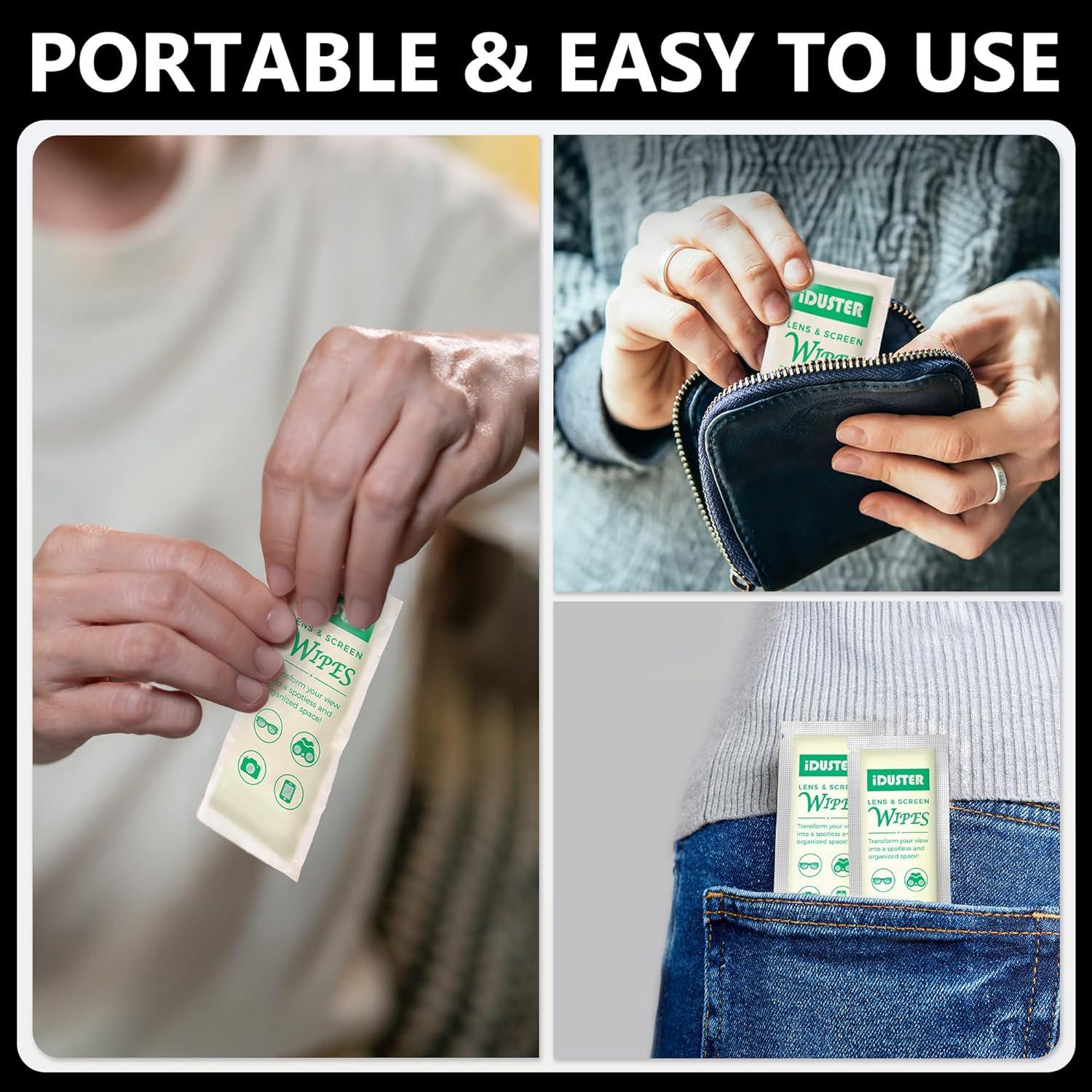 Paquete de 100 Toallitas de Limpieza iDuster para Lentes