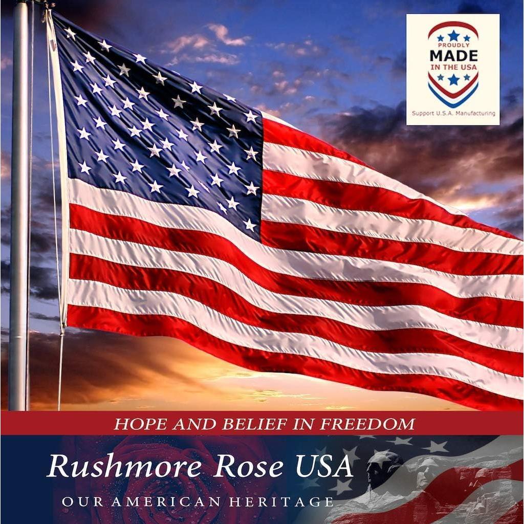Bandera Americana 3x5 Hecha en EE. UU. Rushmore Rose FMAA