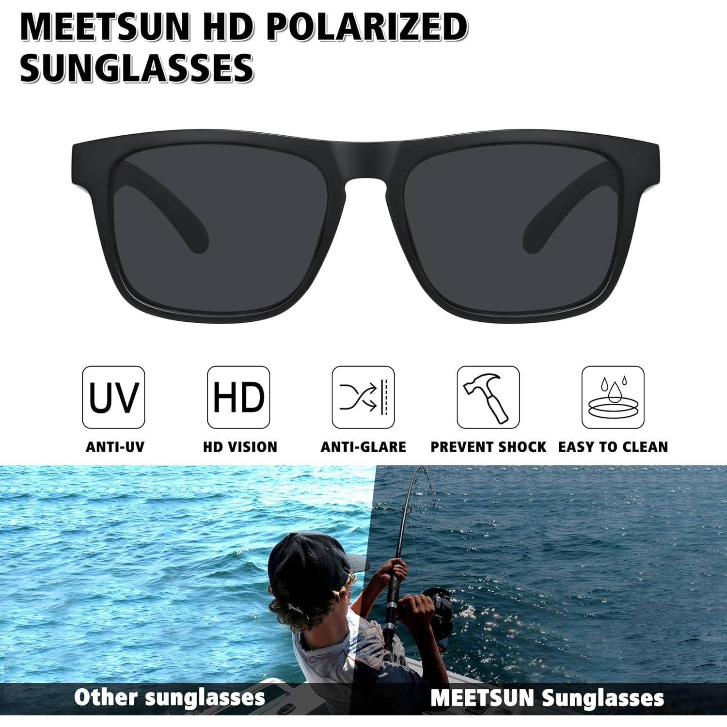 Gafas de sol polarizadas MEETSUN UV400 para deportes - Paquete de 3