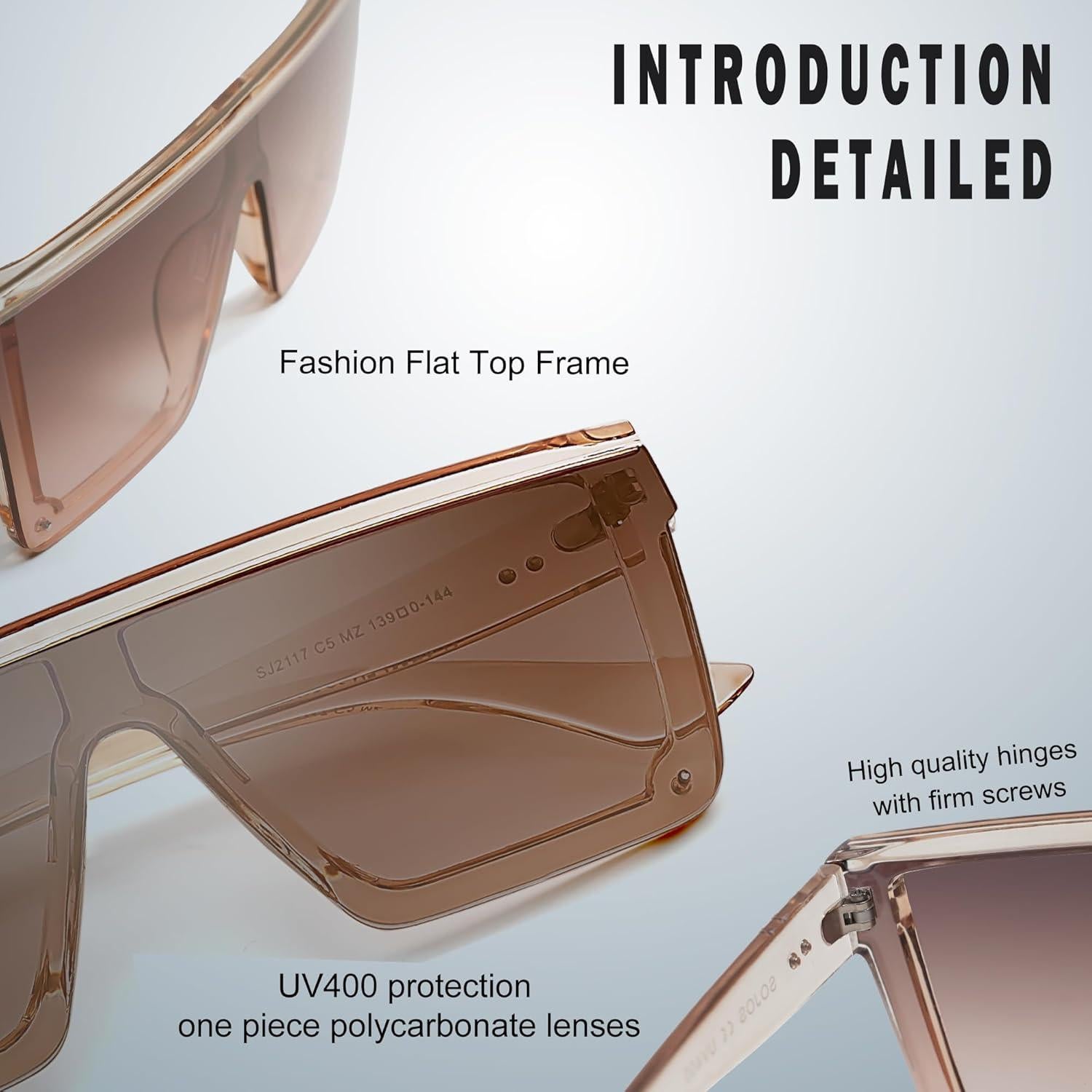 Gafas de sol cuadradas SOJOS SJ2117 con lentes UV400 y marco grueso